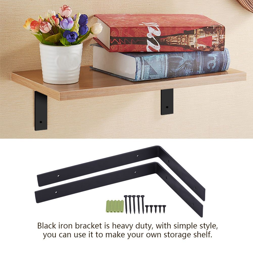 1 Pair Iron Heavy Duty Shelf Wall Brackets for Wooden Storage Organizer view 3