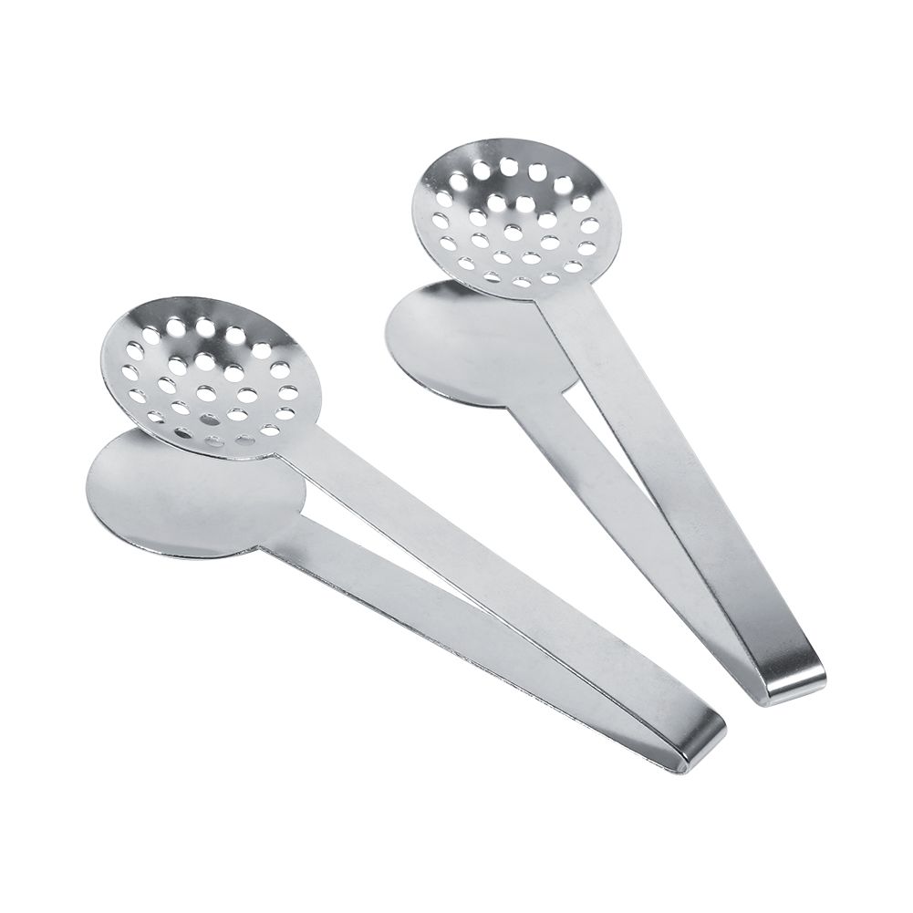 2pcs Kitchen Craft Tool Stainless Steel Round Tea Bag Tongs Squeezer Holder Grip view 3