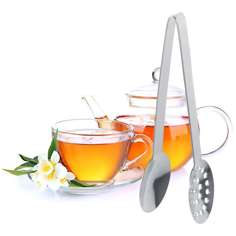 2pcs Kitchen Craft Tool Stainless Steel Round Tea Bag Tongs Squeezer Holder Grip view 13