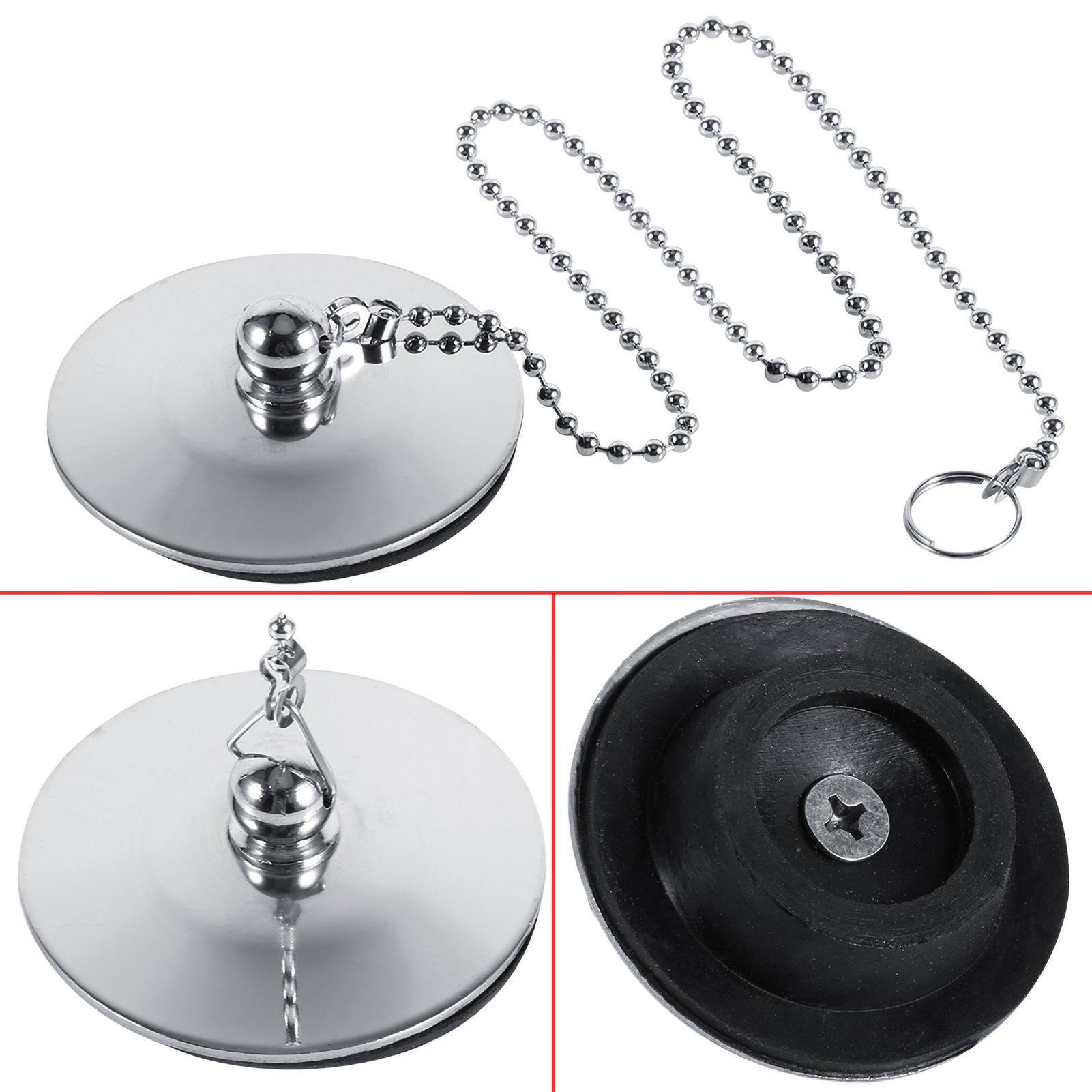 Chrome Kitchen Sink Bathroom Bathtub Drain Cover Stopper Solid Metal Waste view 8