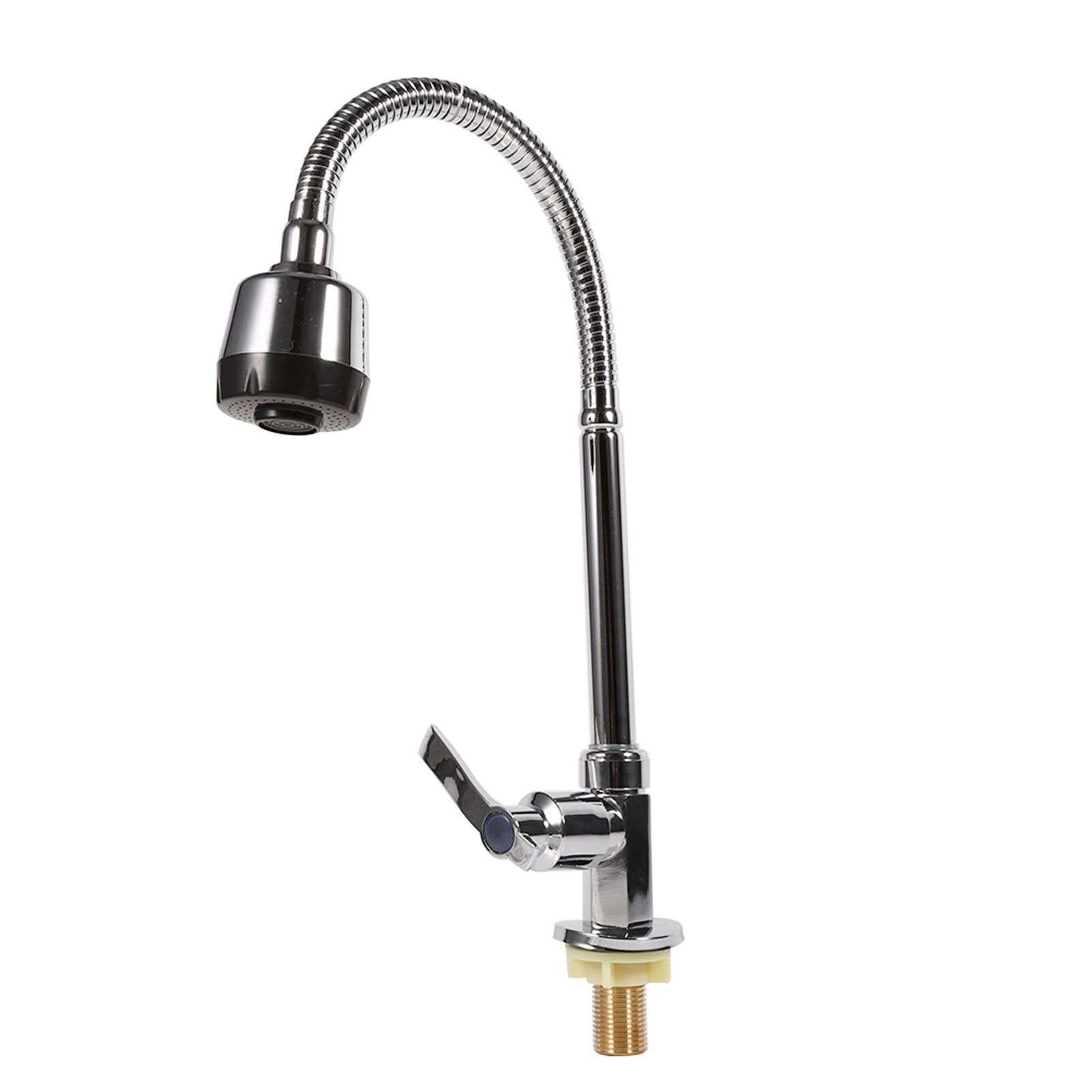 Zinc Alloy Swivel Spout Single Handle Sink Kitchen Faucet Pull Down Spray Cold view 4