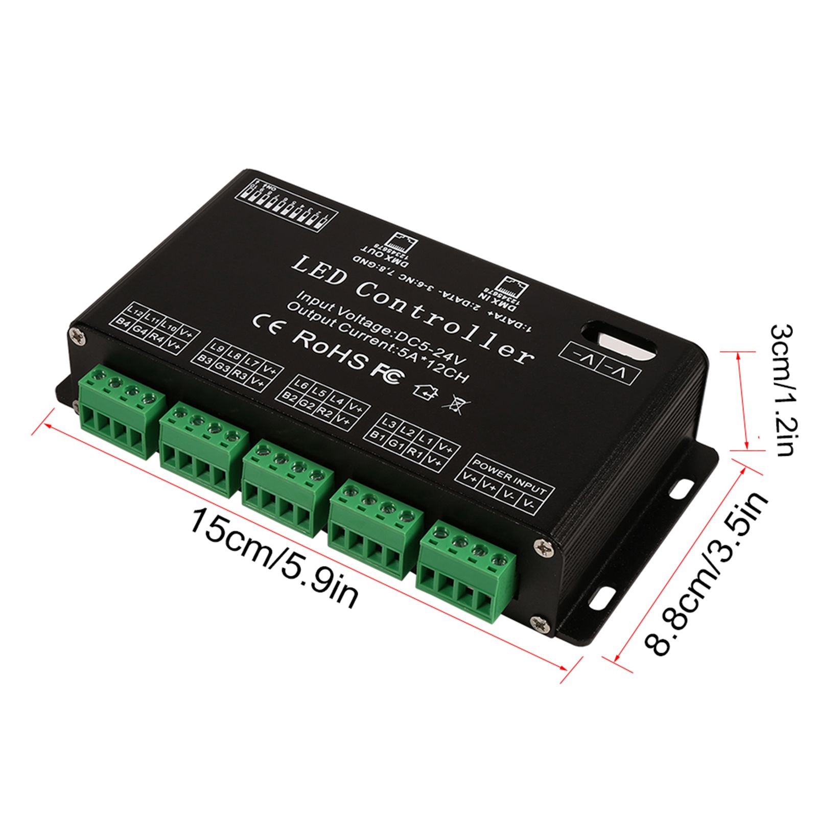 DC5V-24V 6 Channel RGB LED Controller DMX Decoder Driver Strip Module Black Color view 12