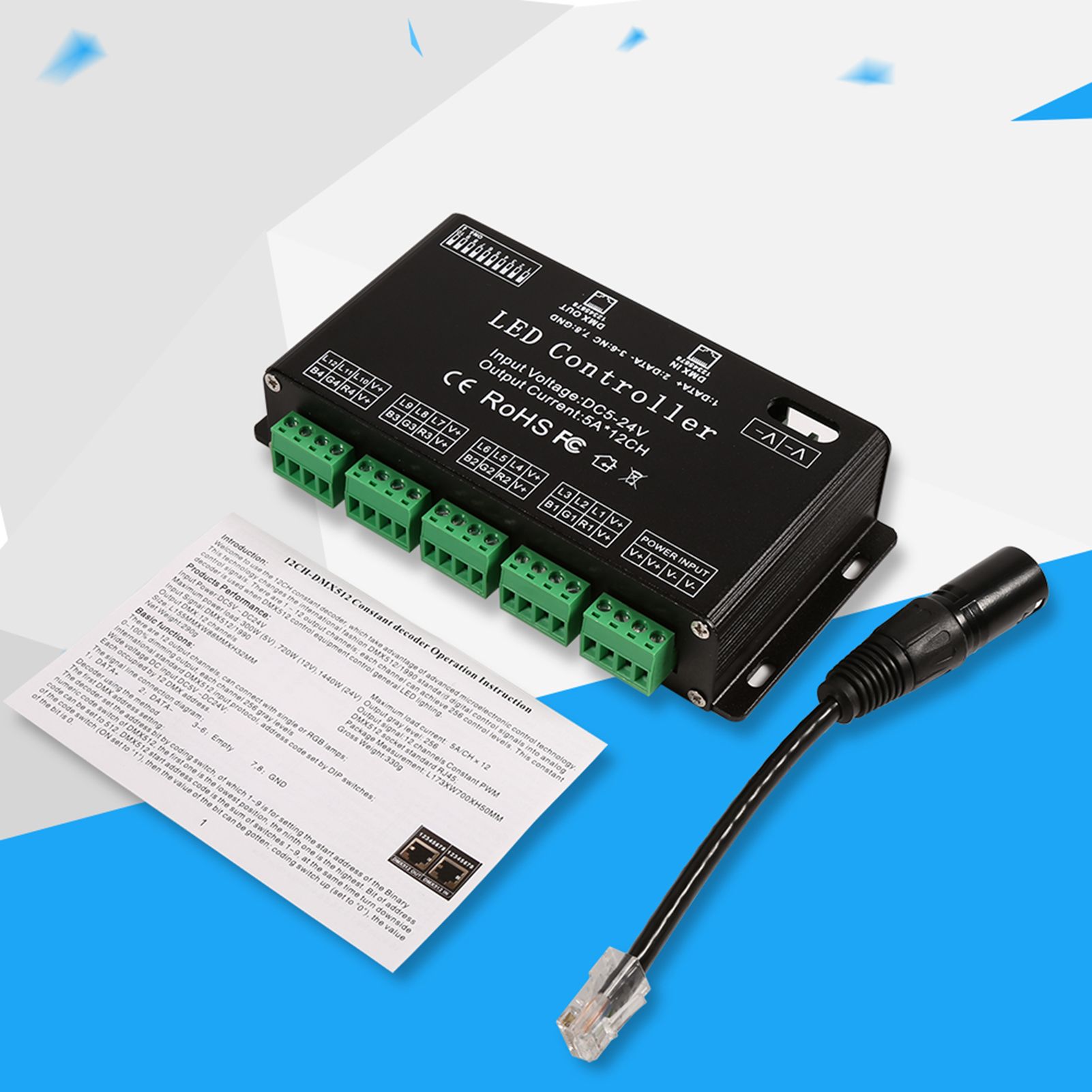 DC5V-24V 6 Channel RGB LED Controller DMX Decoder Driver Strip Module Black Color view 13