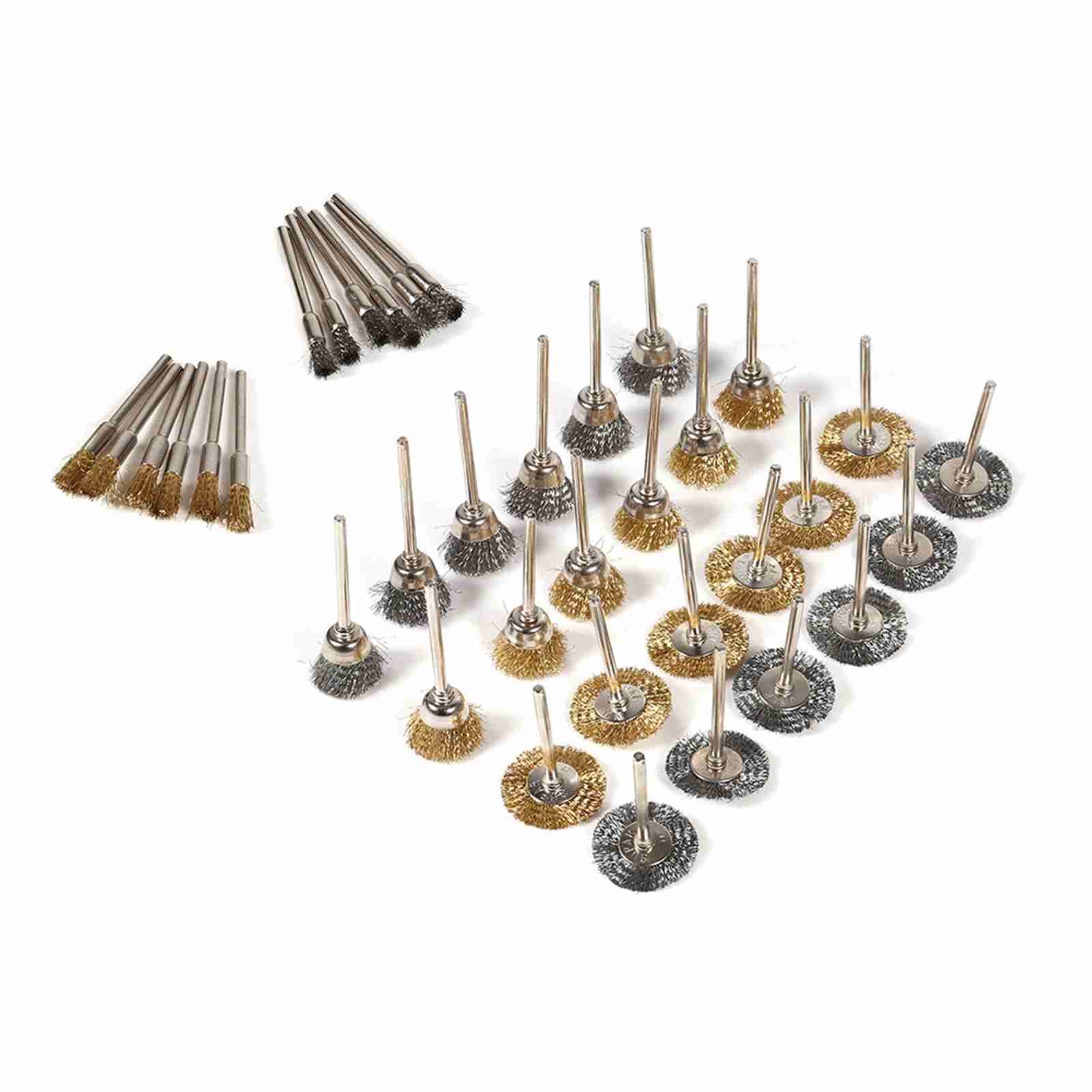 36pcs Brass Steel Wire Brush Set Pen Cup Wheel Shaped Polishing Cleaning view 7