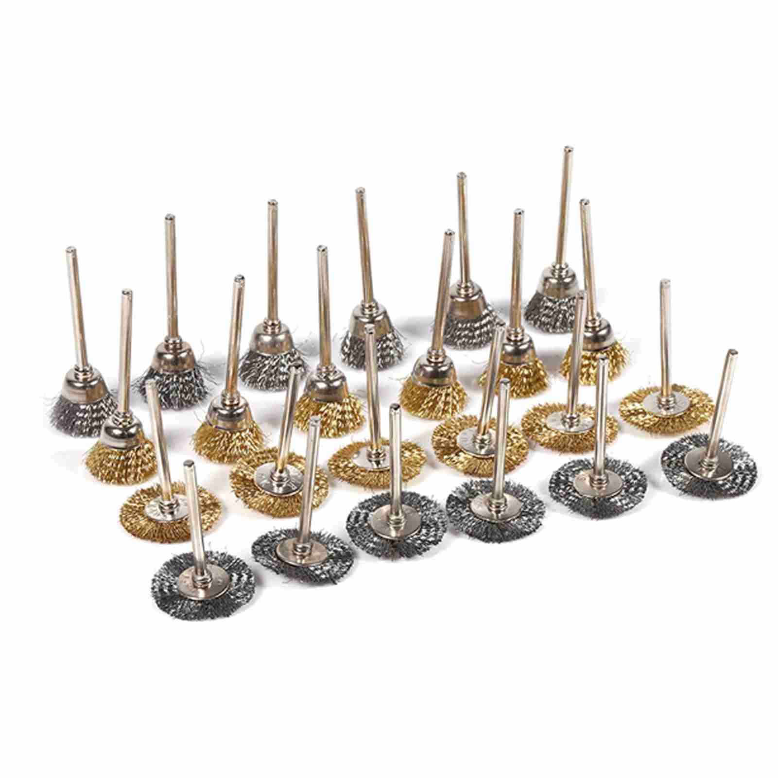 36pcs Brass Steel Wire Brush Set Pen Cup Wheel Shaped Polishing Cleaning view 8