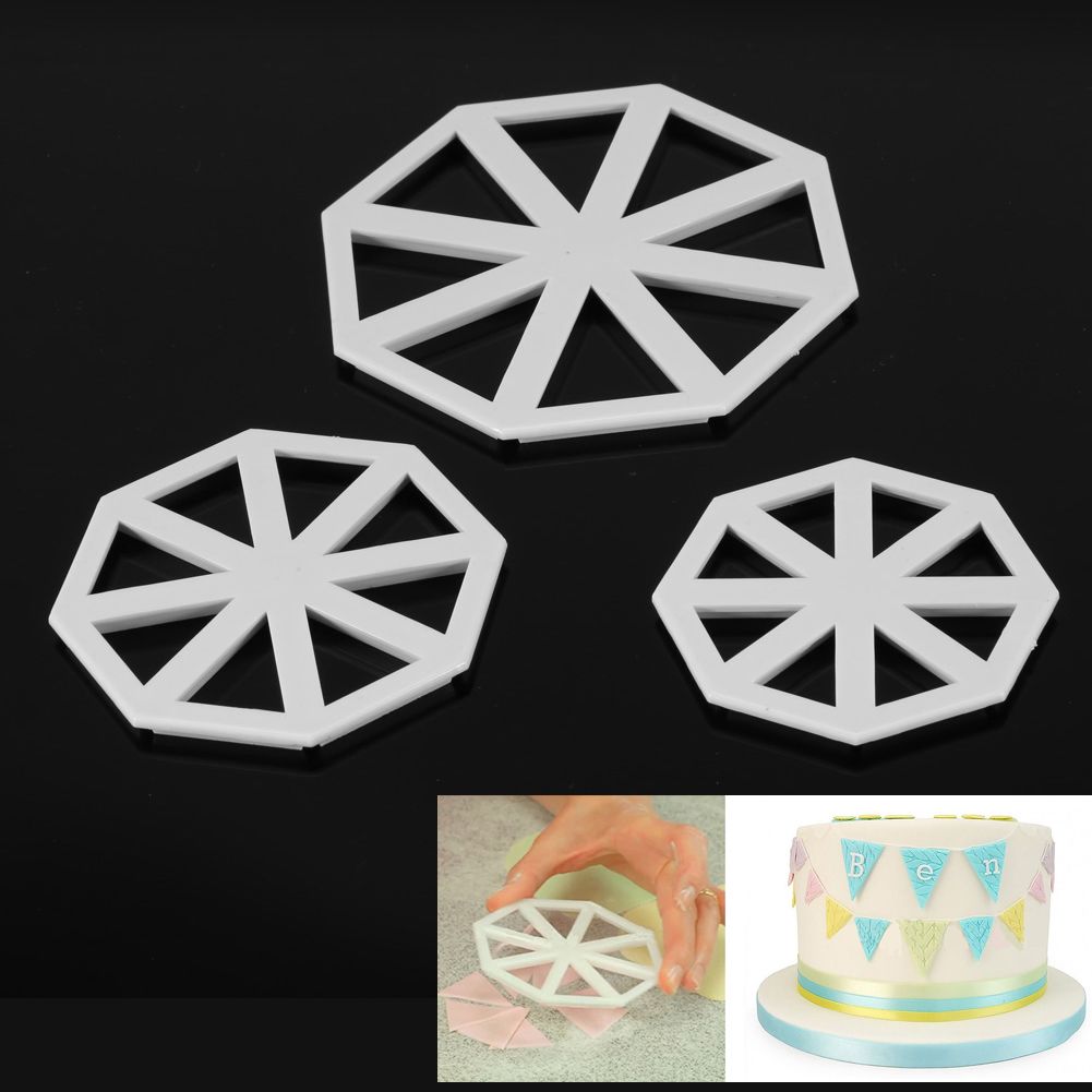 3pcs/set Bunting Flag Cutters Cake Decorating Mold Chocolate Fondant Mould DIY view 2