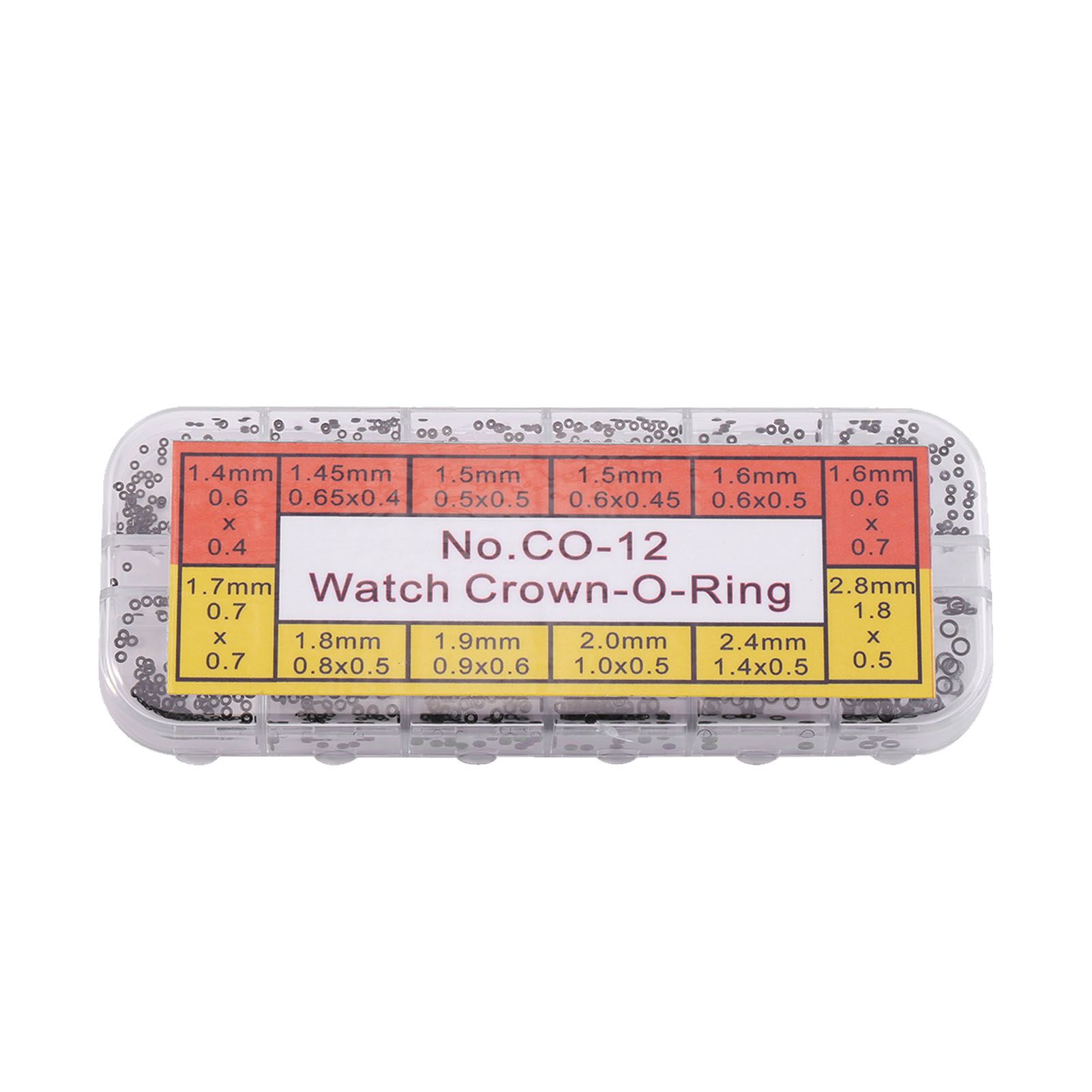 1.4-2.8mm 12 Sizes Rubber Rings Watches Gaskets Tiny Crown O Ring Box Set for view 2