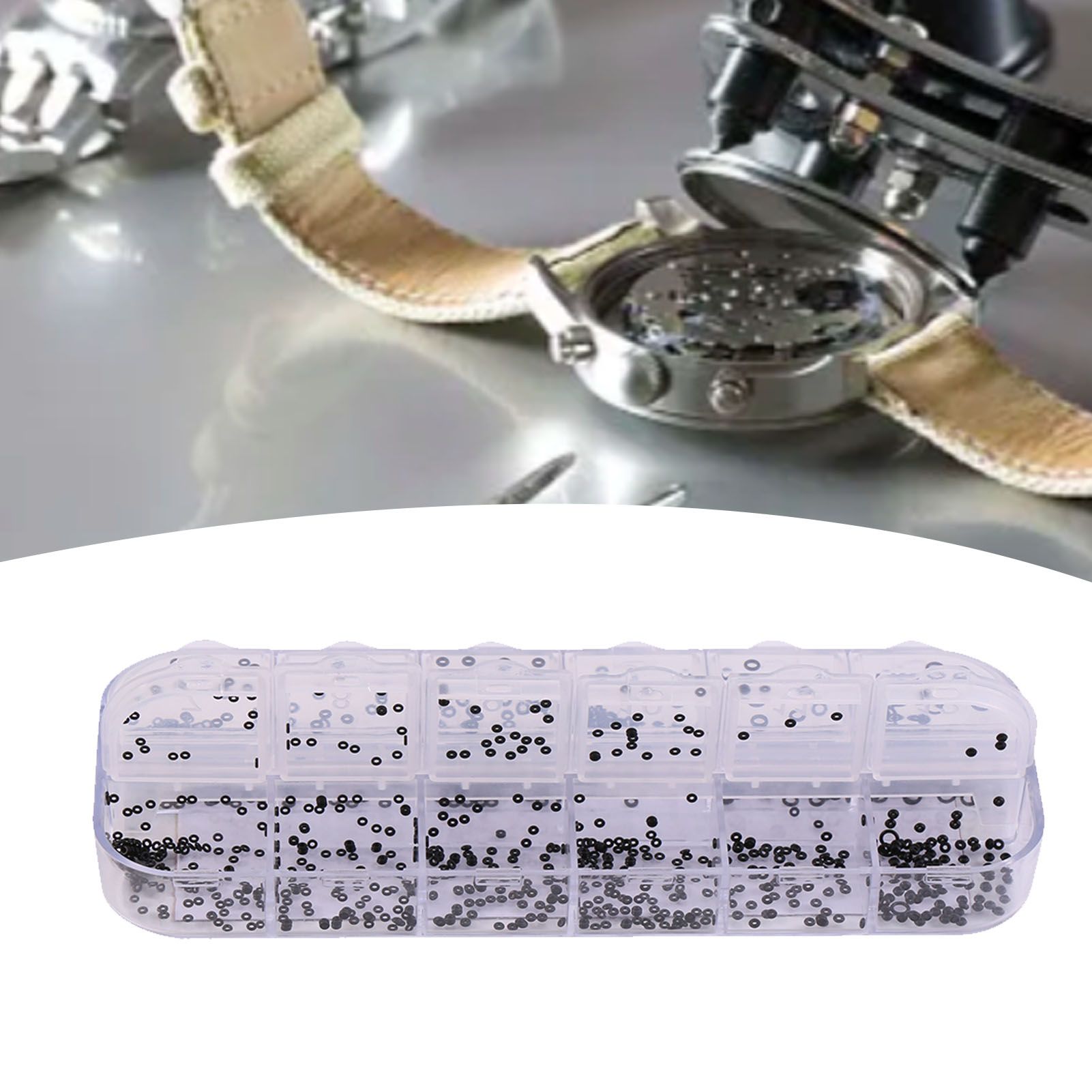 1.4-2.8mm 12 Sizes Rubber Rings Watches Gaskets Tiny Crown O Ring Box Set for view 12
