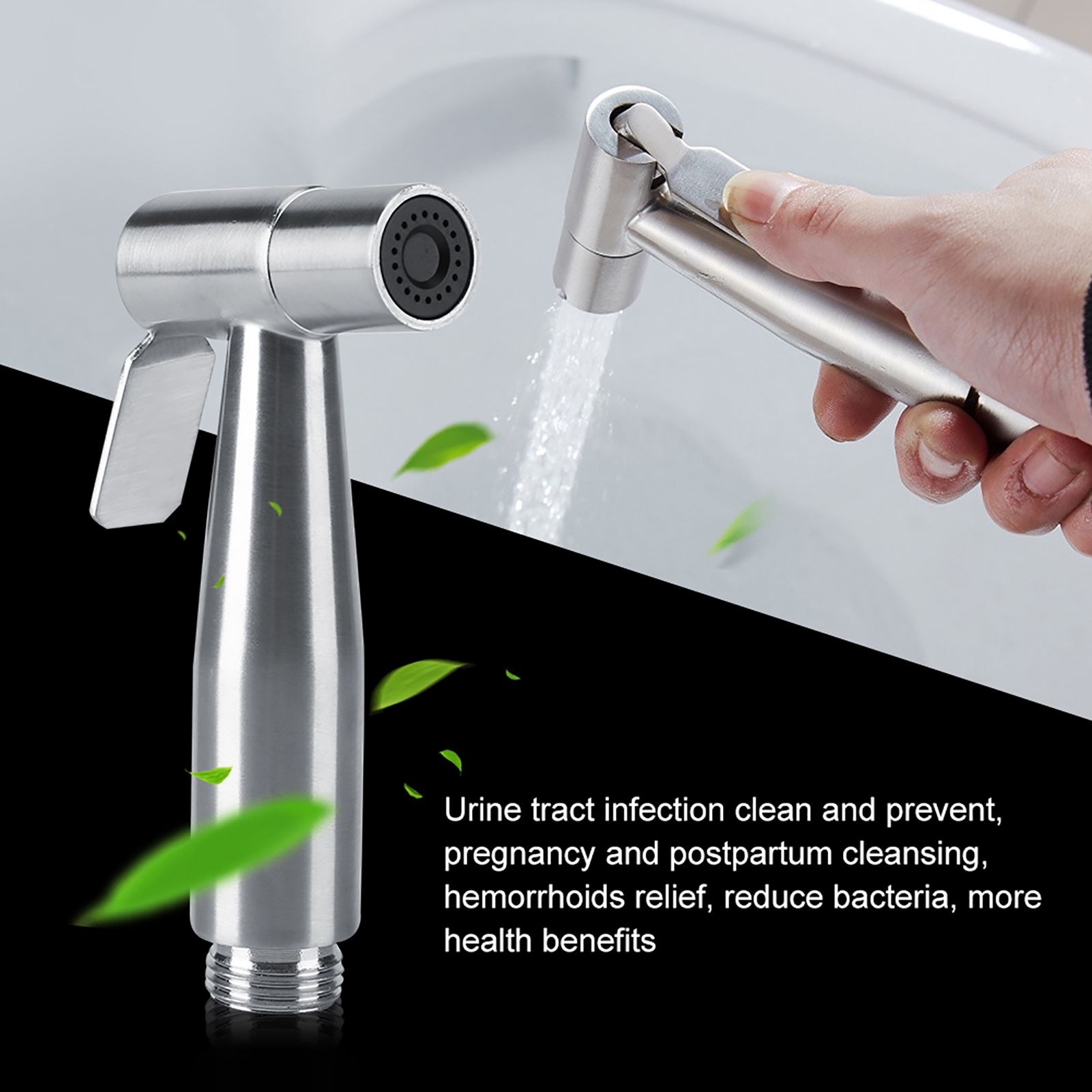 3Pcs Stainless Steel Handheld Bidet Sprayer Set with Hose and Holder Toilet view 6