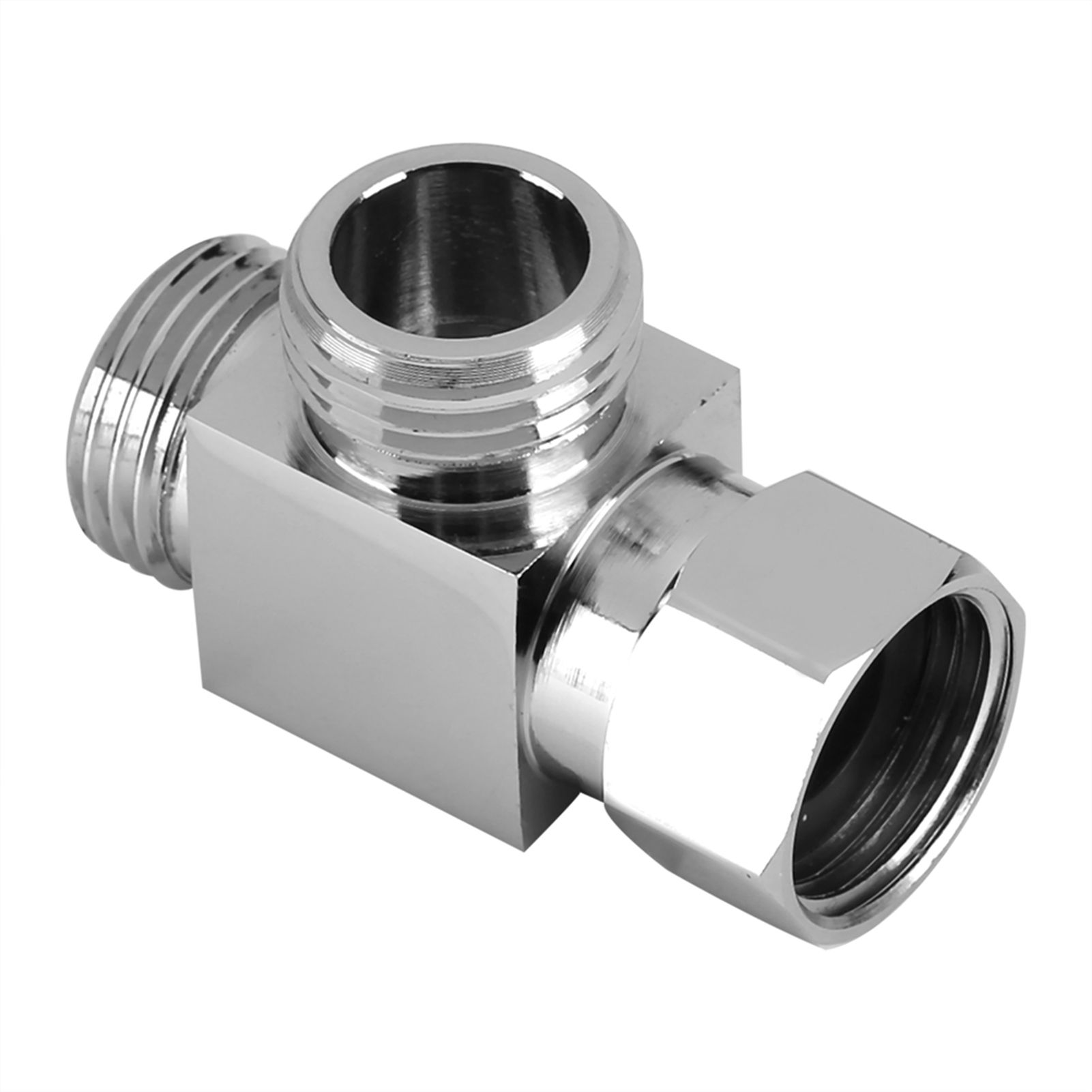 3 Way Brass Chrome Diverter G1/2" T Shape Adapter Value for Shower Arm Mounted view 2