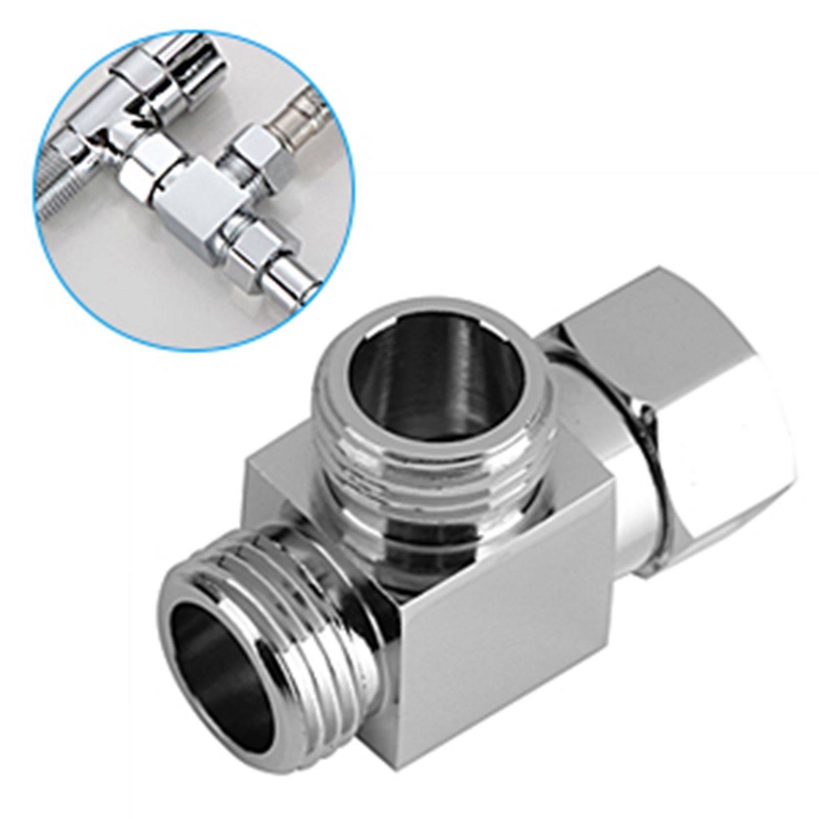 3 Way Brass Chrome Diverter G1/2" T Shape Adapter Value for Shower Arm Mounted view 11