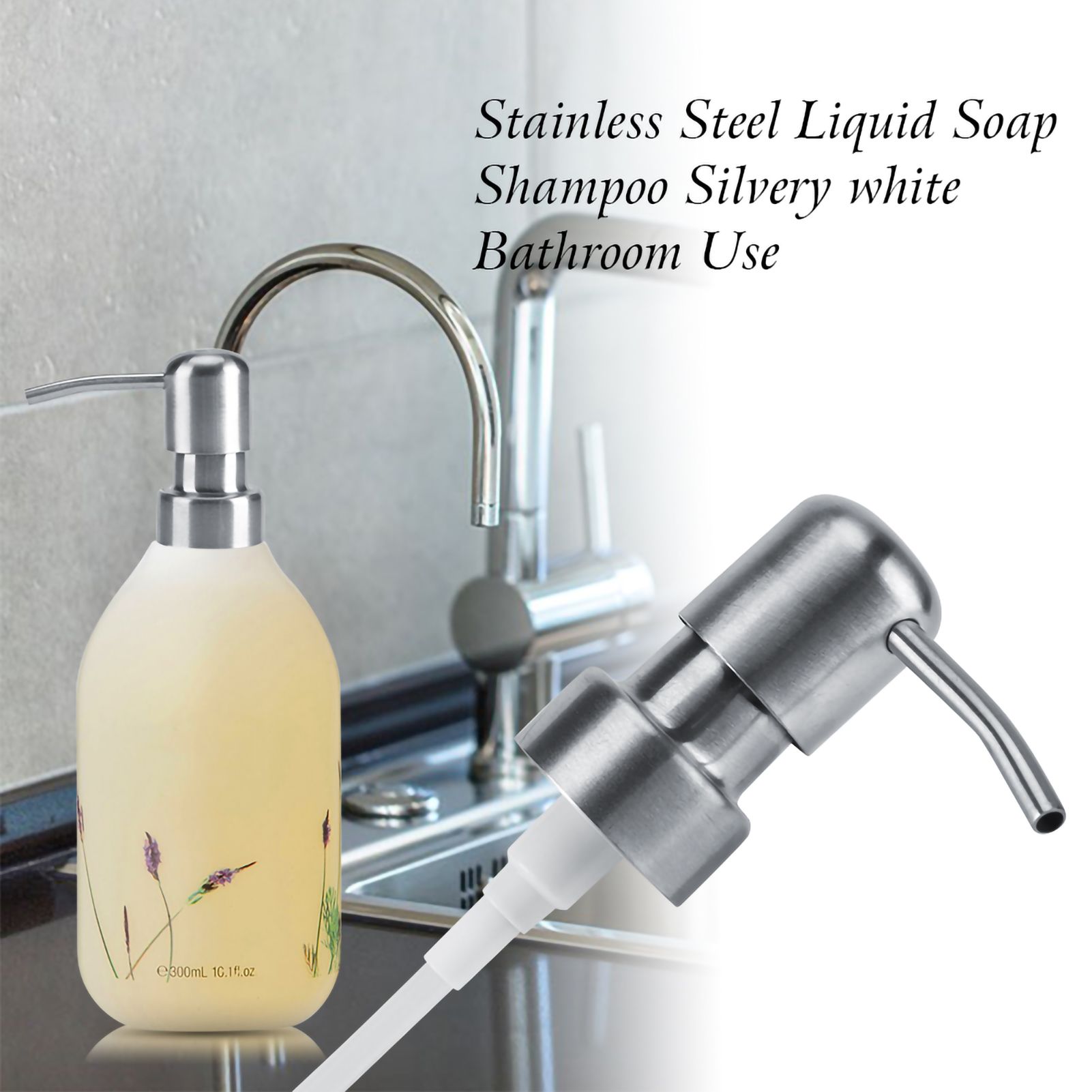 1Pc 304 Stainless Steel Liquid Soap Shampoo Silvery white Pump Kitchen view 10