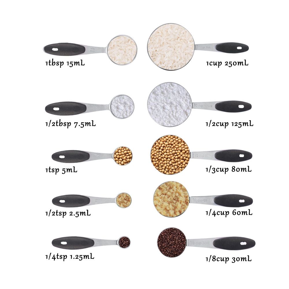 Ejoyous 10 Pieces Stainless Steel Measuring Cups and Spoons with Silicone view 8
