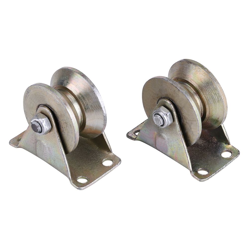 2pcs 2" V Type Wheel Track Rail W/ Bracket Sliding Gate Roller Steel view 3