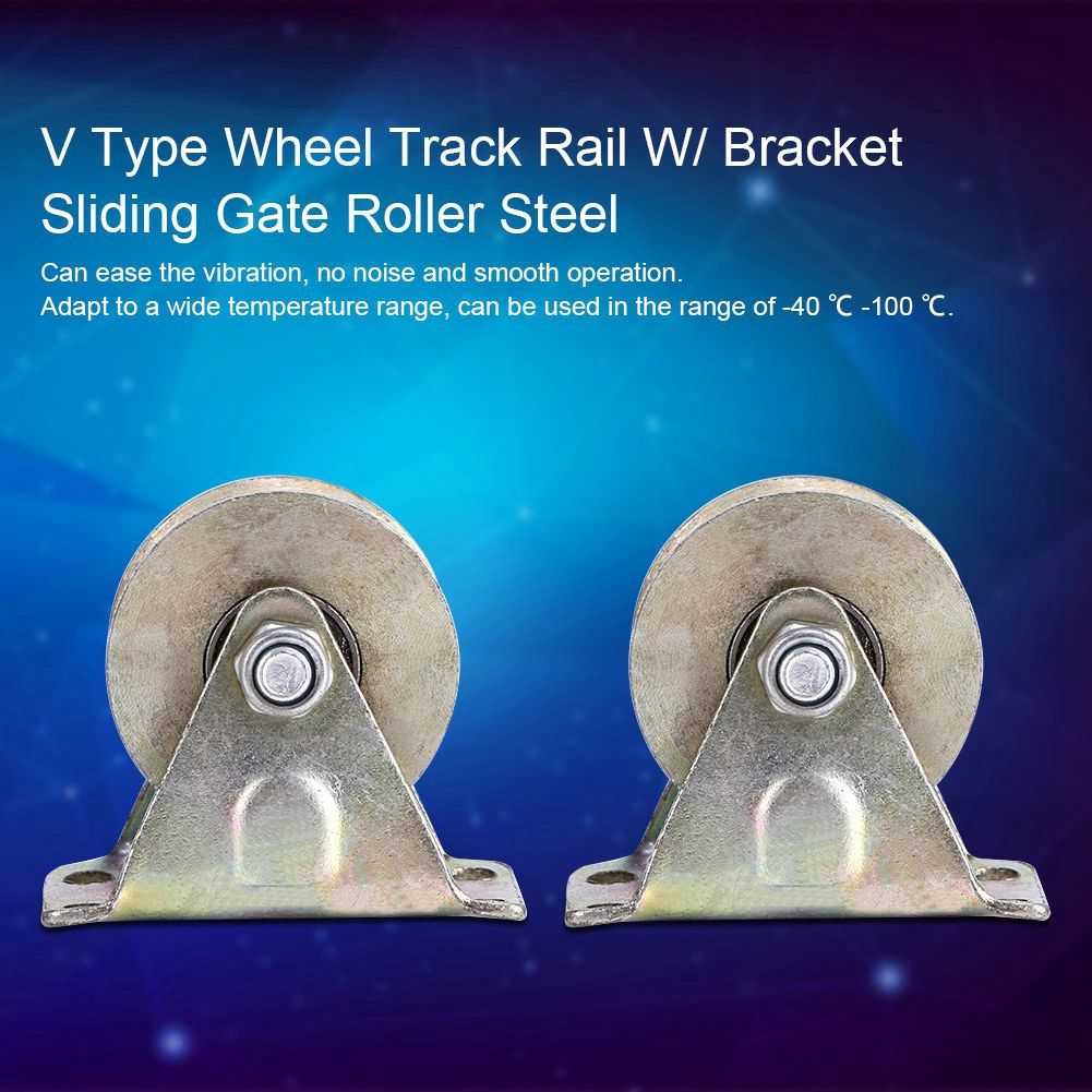 2pcs 2" V Type Wheel Track Rail W/ Bracket Sliding Gate Roller Steel view 10
