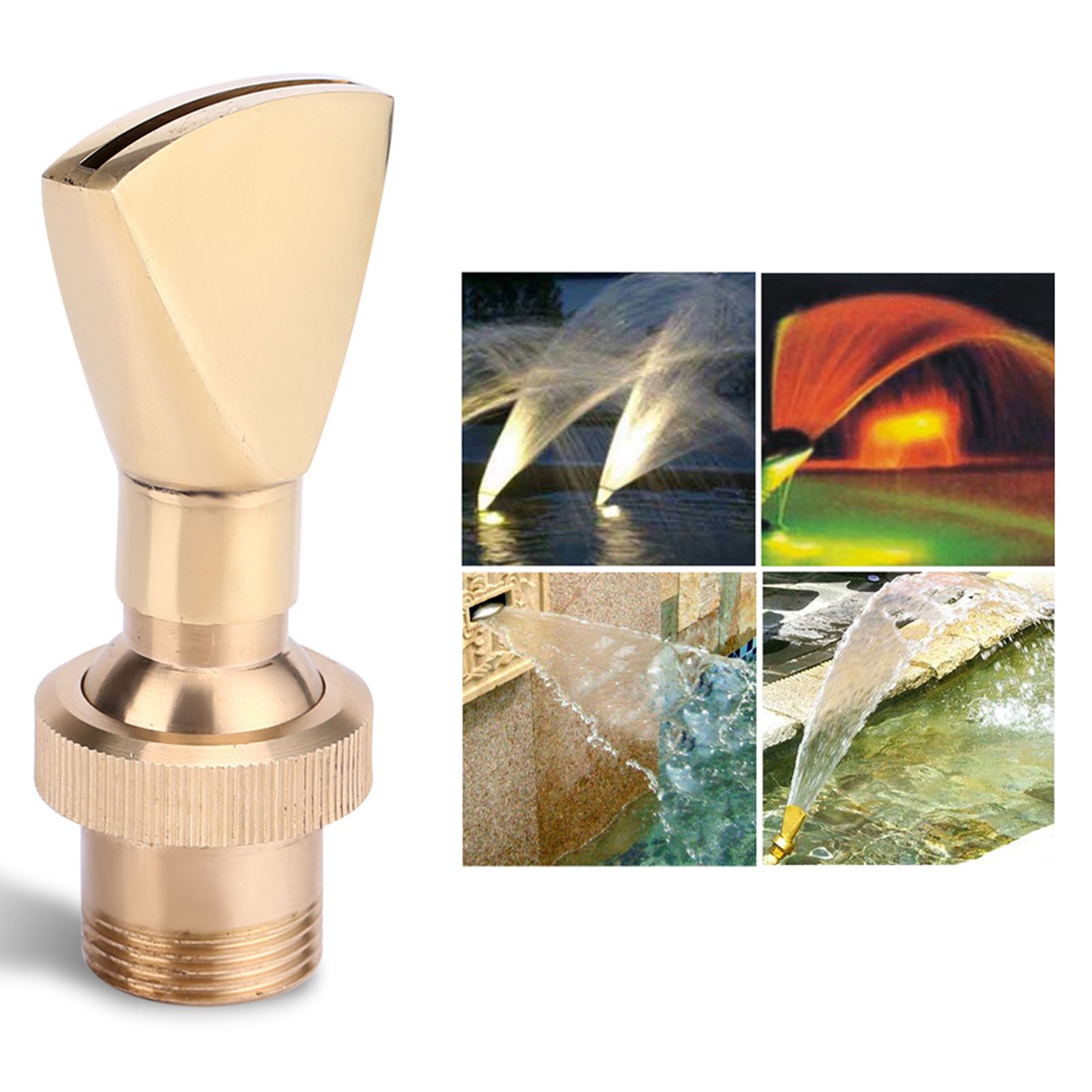 1/2" DN15&3/4" DN20 Fan Shaped Brass Fountain Nozzle Sprinkler Spray Head view 11