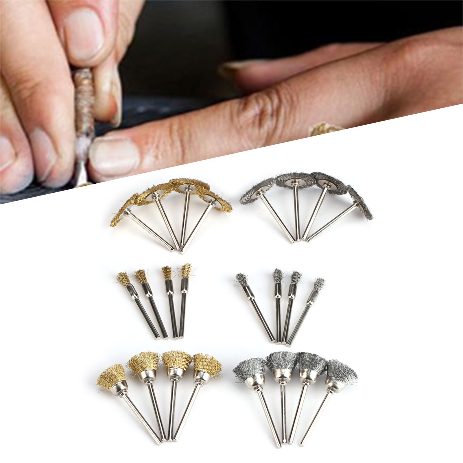 24pcs Stainless Steel/Brass Wire Wheel Polishing Brushes for Grinder Drill view 11
