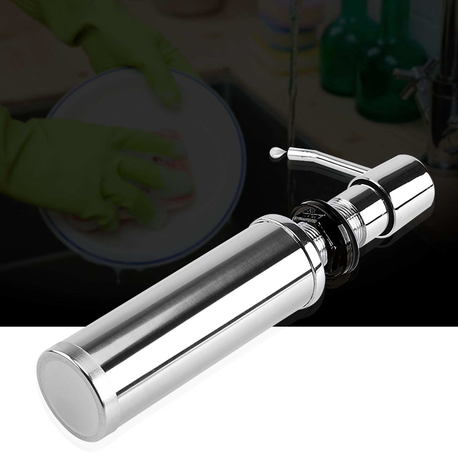 250ML Stainless Steel Liquid Soap Dispenser Bottle Kitchen Bathroom Shower view 6