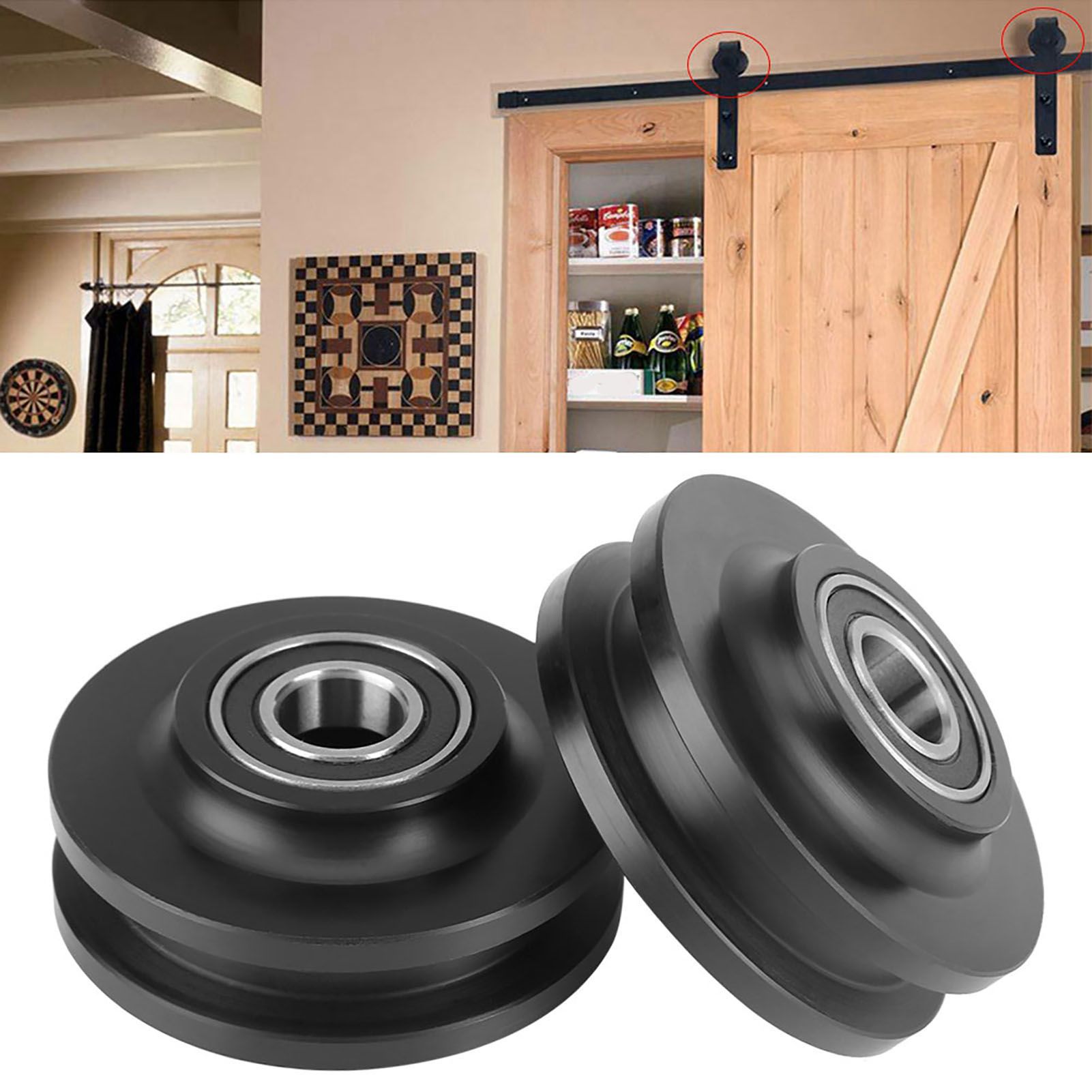 2Pcs Sliding Barn Door Wheel Closet Hardware Roller Cabinet Window Pulley Home Use view 11