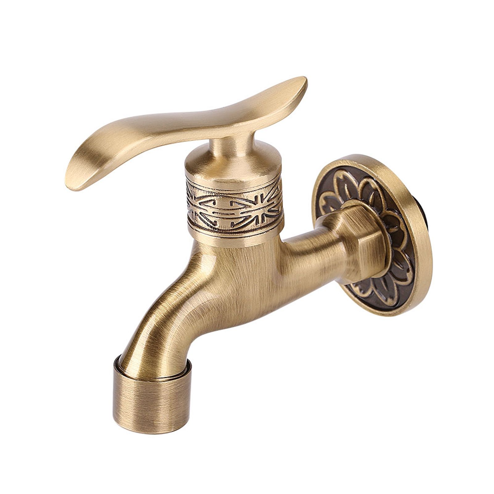 Antique Style Brass Washing Machine Faucet Wall Mount Laundry Cold Water Tap view 3
