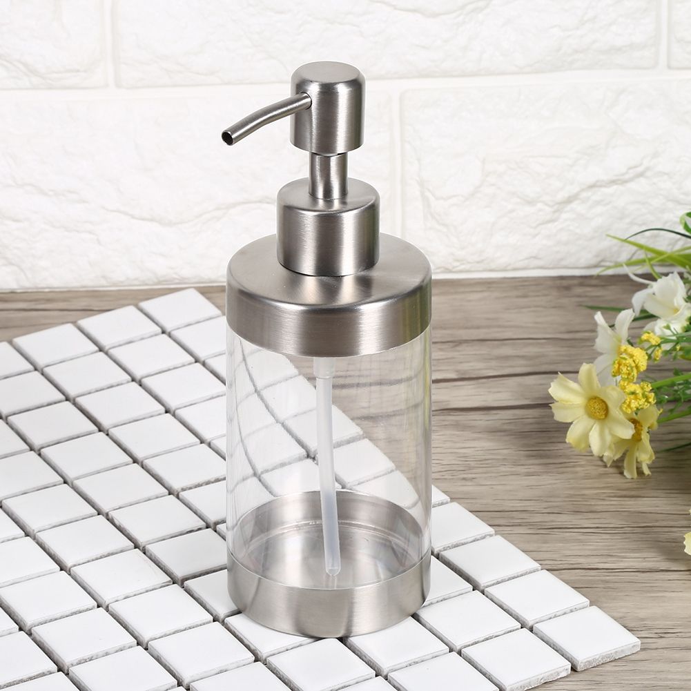 1PC 350ml Soap Dispenser Countertop Pump Lotion Bottle 304 Stainless Steel&Acrylic view 7