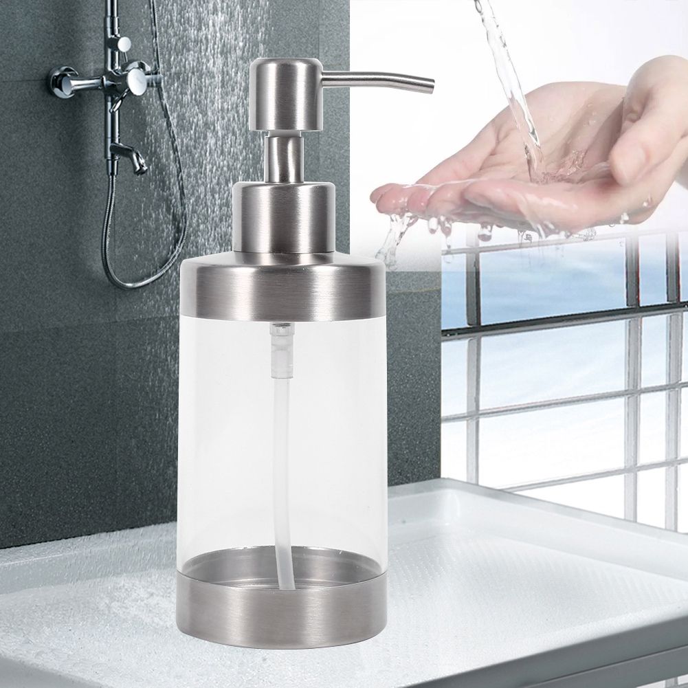 1PC 350ml Soap Dispenser Countertop Pump Lotion Bottle 304 Stainless Steel&Acrylic view 13