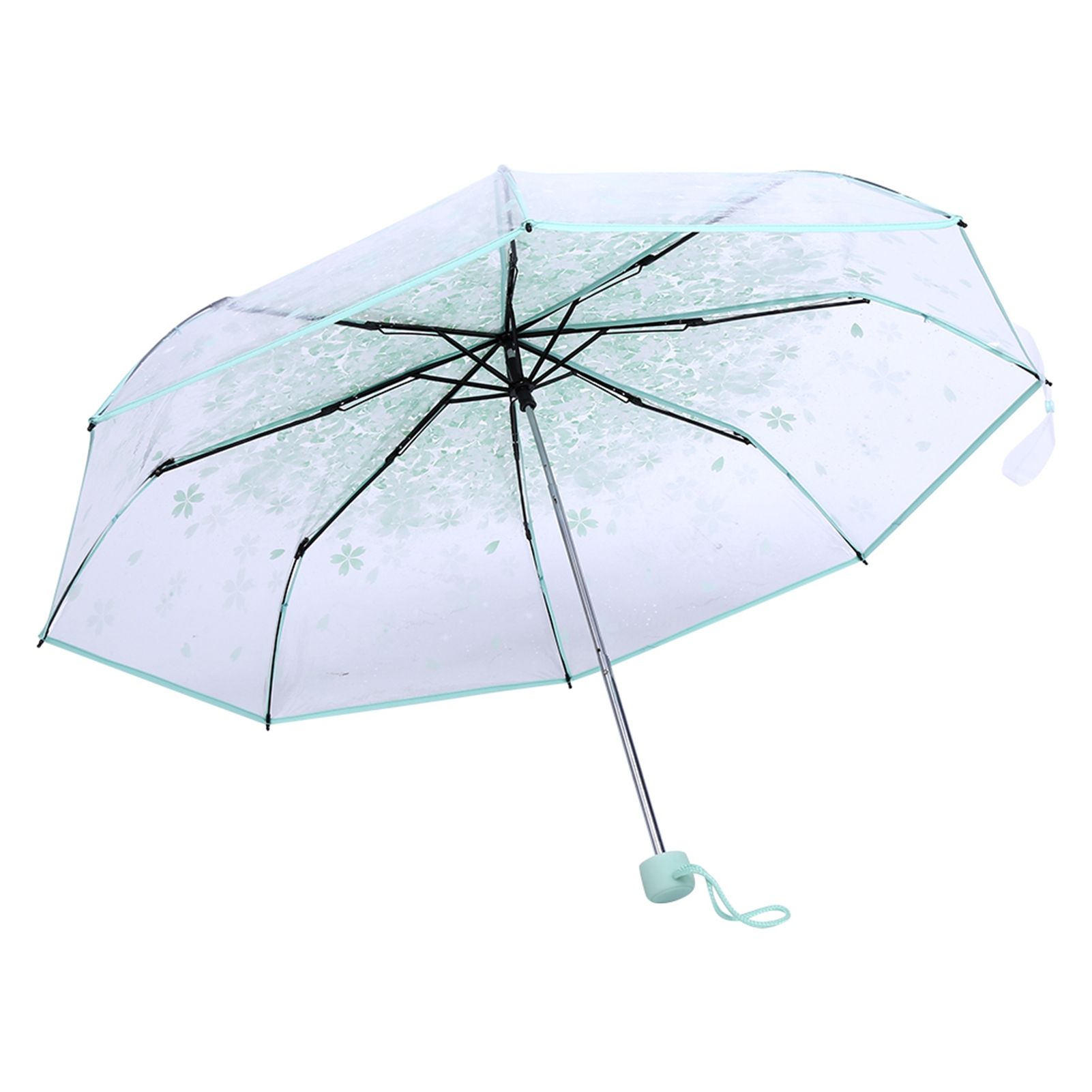 1PC Transparent Folding Umbrella Fashionable Princess Umbrella Cherry Blossom — image 1