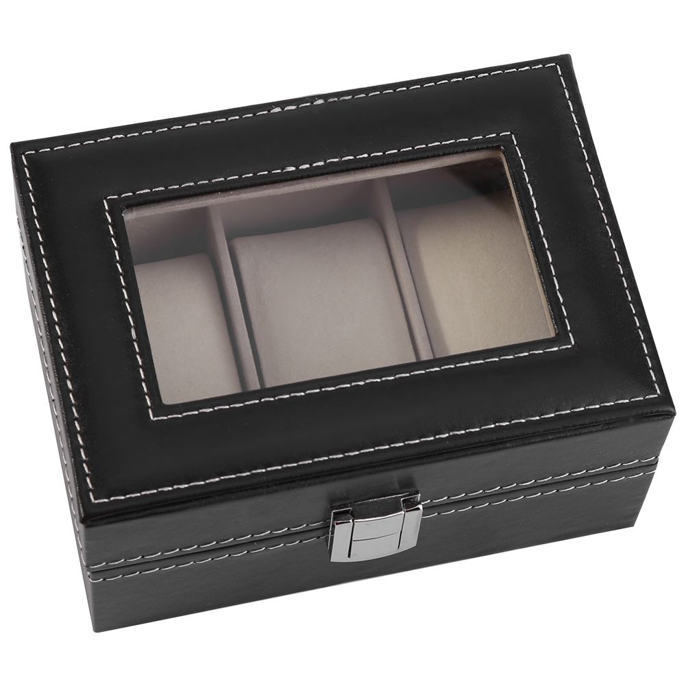 1Pc High Grade 3 Slots PU Leather Box Case For Watch Jewellery Display Storage view 8