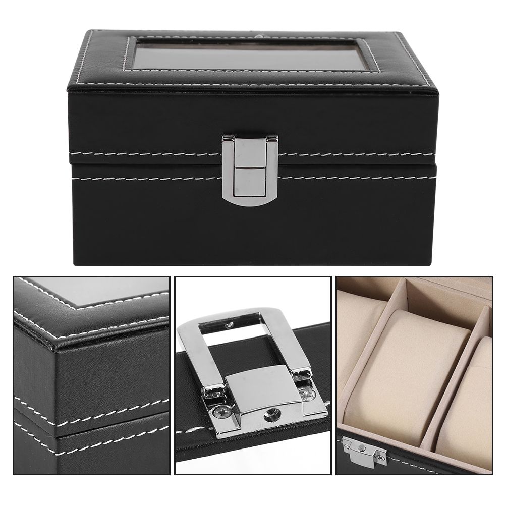 1Pc High Grade 3 Slots PU Leather Box Case For Watch Jewellery Display Storage view 11