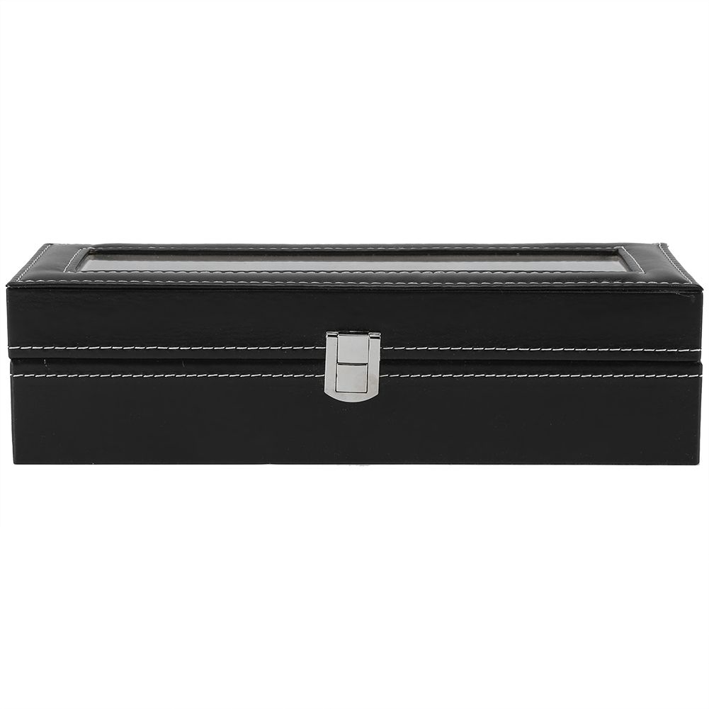 1Pc High Grade 6 Slots PU Leather Box Case For Watch Jewellery Display Storage view 2