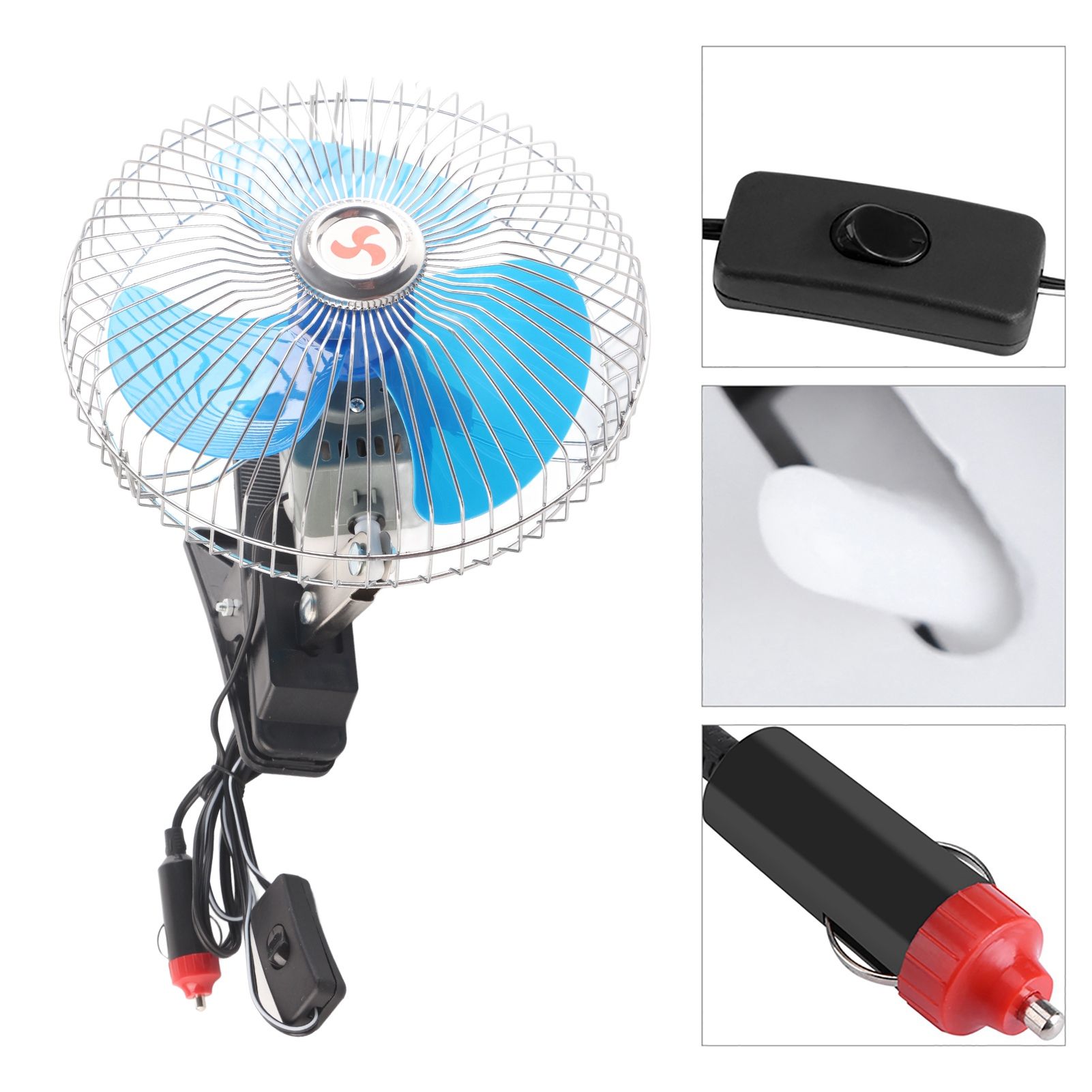 12V 25W Mini Portable Auto Vehicle Clip On Cooling Oscillating Fan for Car view 12