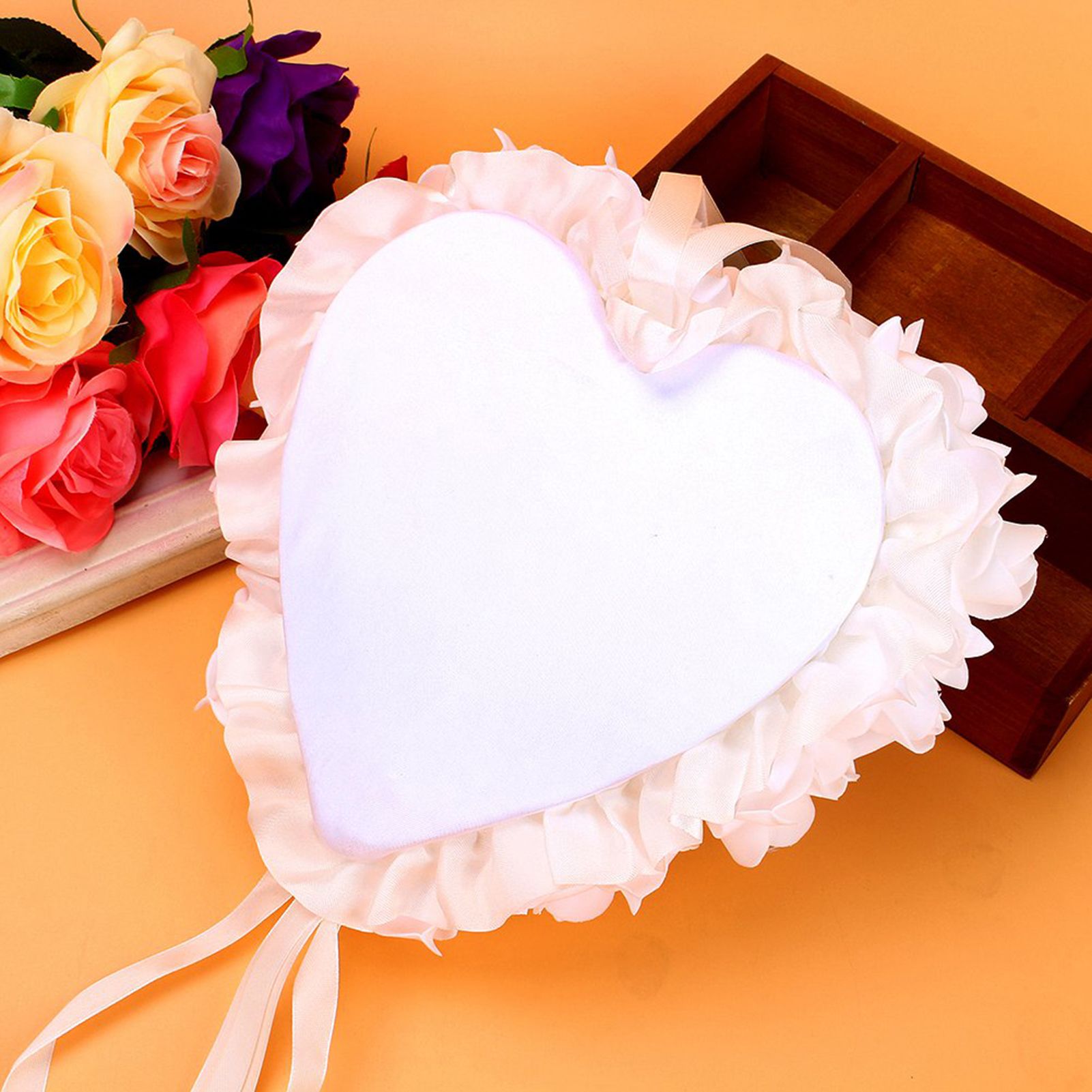 Romantic Rose Wedding Favors Heart Pearl Gift Ring Box Pillow Cushion view 4