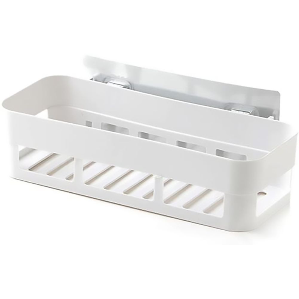 Plastic Wall Mounted Adhesive Shower Basket Storage Shelf Organizer for Home — image 1