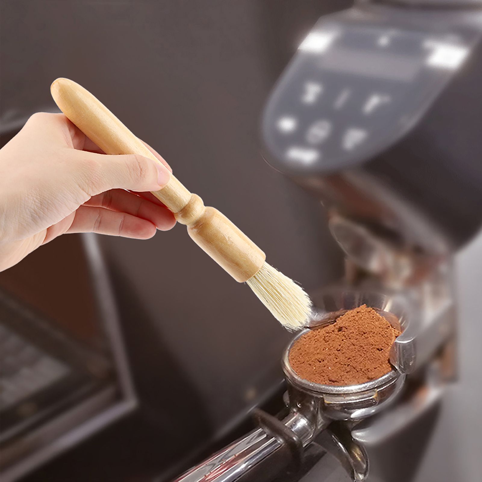 Coffee Grinder Machine Cleaning Brush Solid Wooden Handle Practical Cleaner view 5