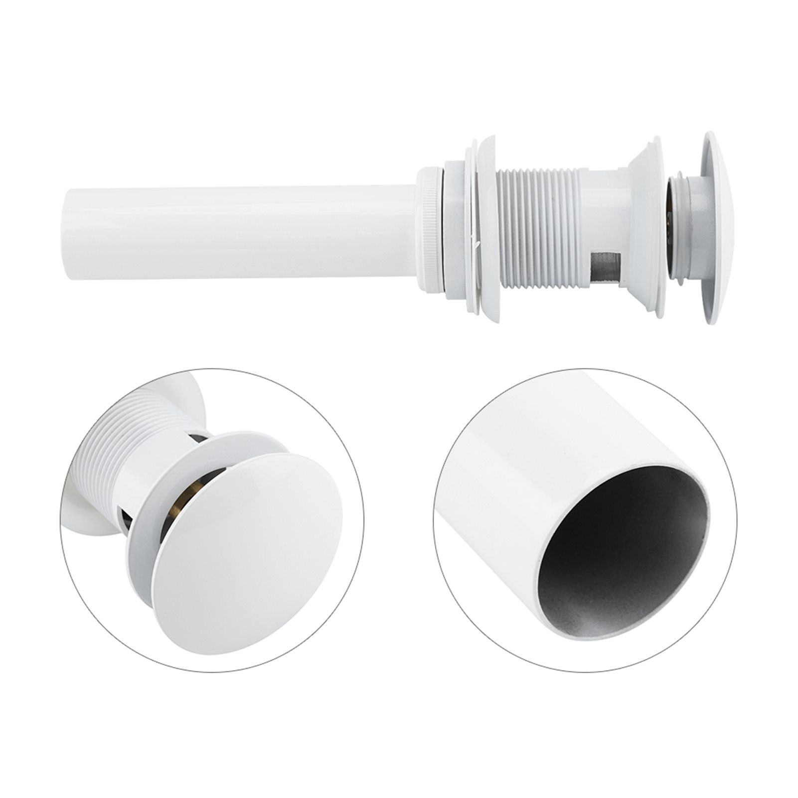 Kitchen Bathroom Basin Sink White Coating Brass Pop Up Drain Stopper with view 11