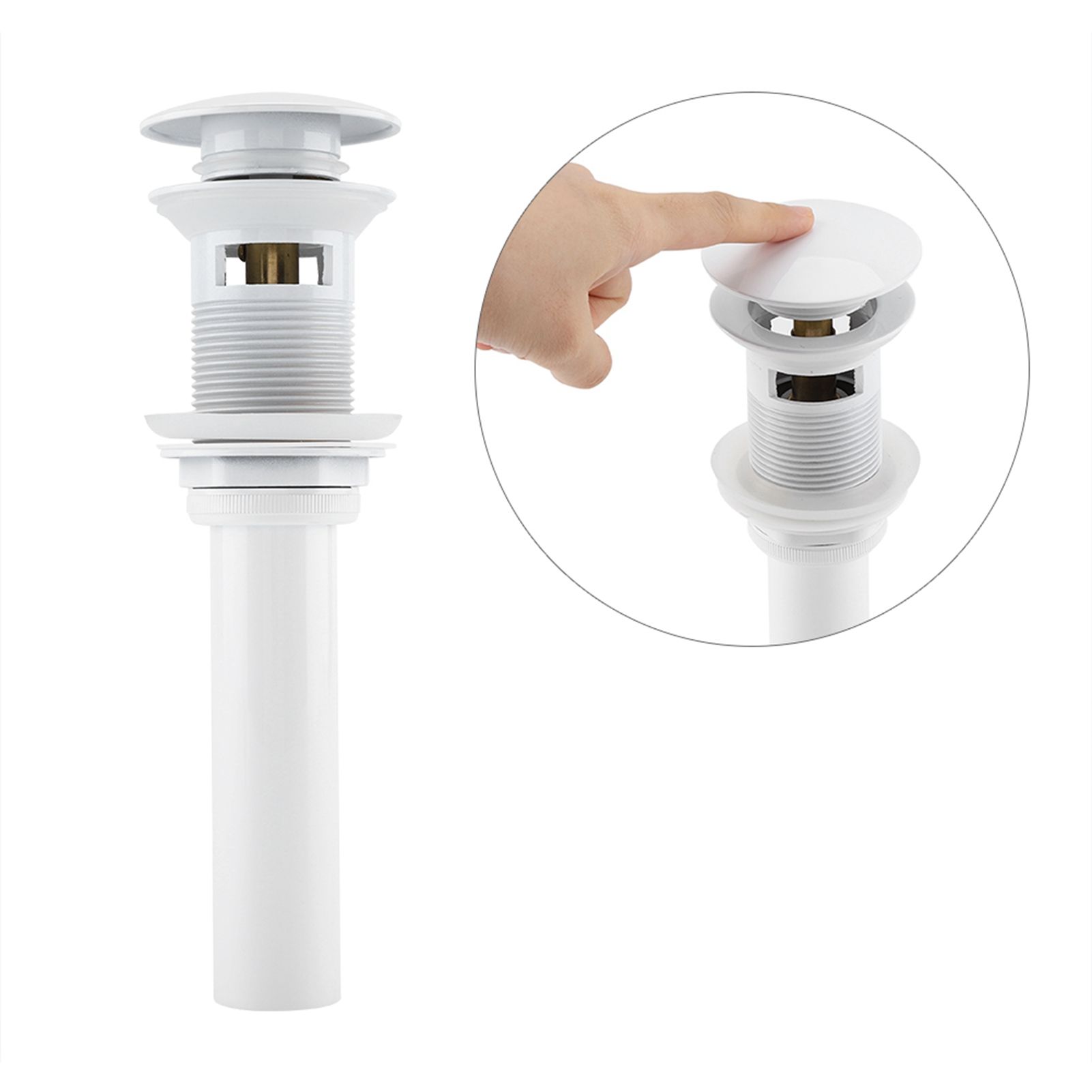 Kitchen Bathroom Basin Sink White Coating Brass Pop Up Drain Stopper with view 12