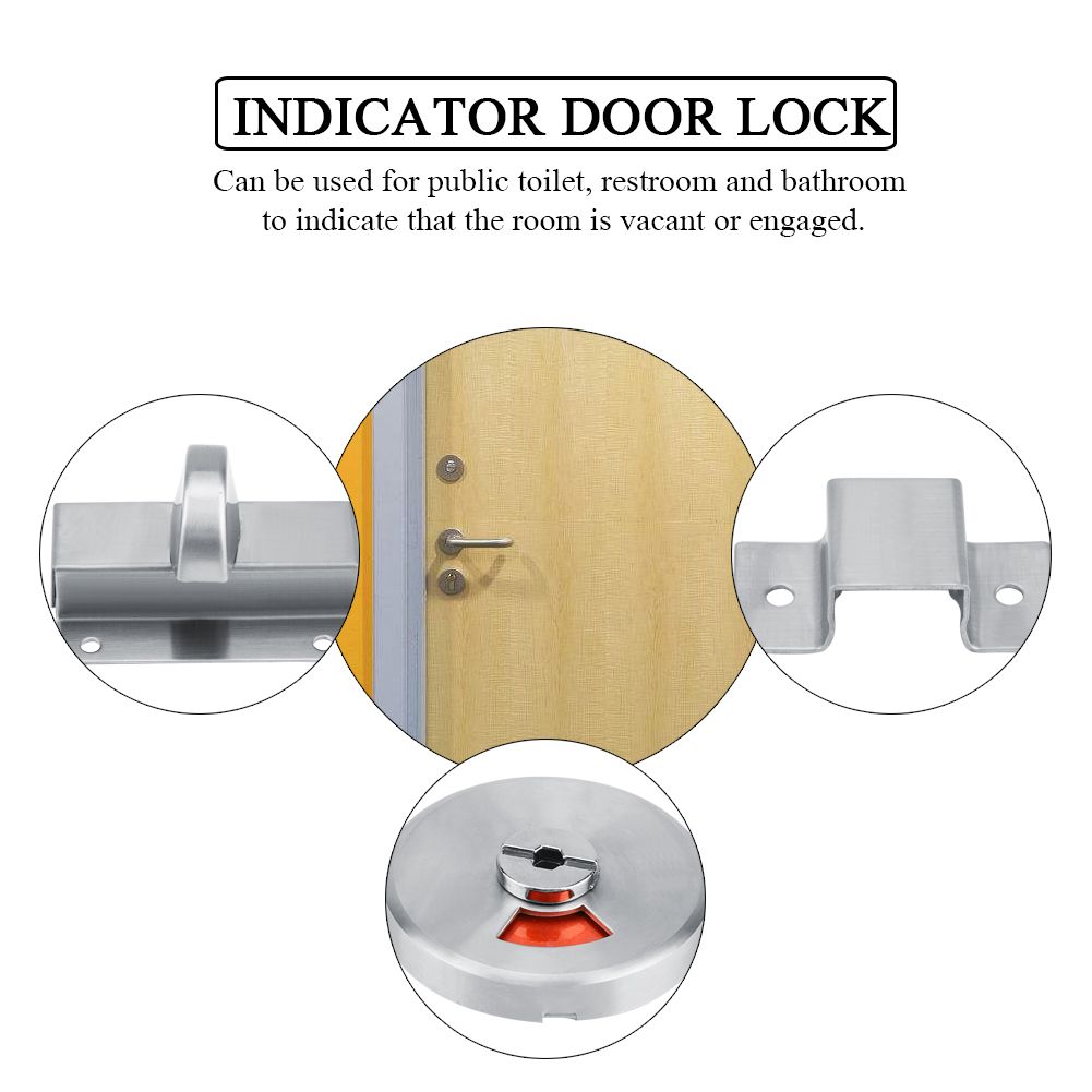 Bathroom Restroom Toilet Privacy Bolt Door Lock with Vacant Engaged Indicator view 11