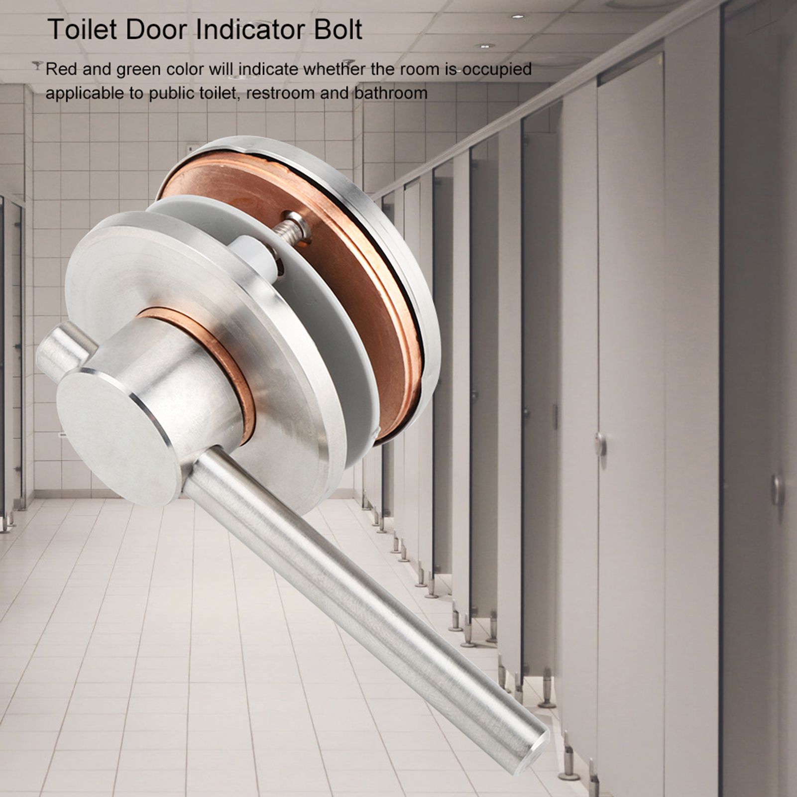 Bathroom Toilet Privacy Door Rotating Bolt Lock Hardware with Vacant Engaged view 2