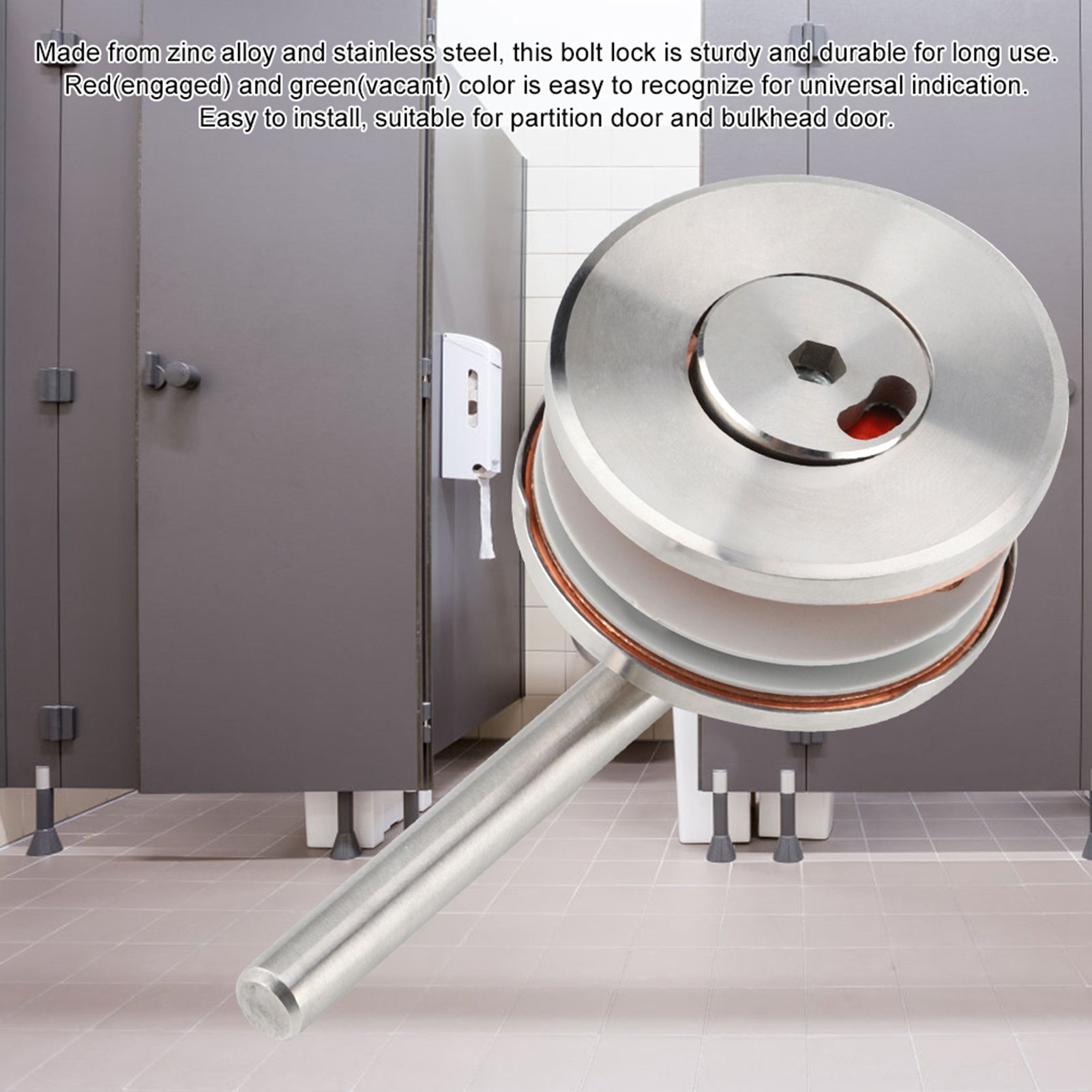 Bathroom Toilet Privacy Door Rotating Bolt Lock Hardware with Vacant Engaged view 3