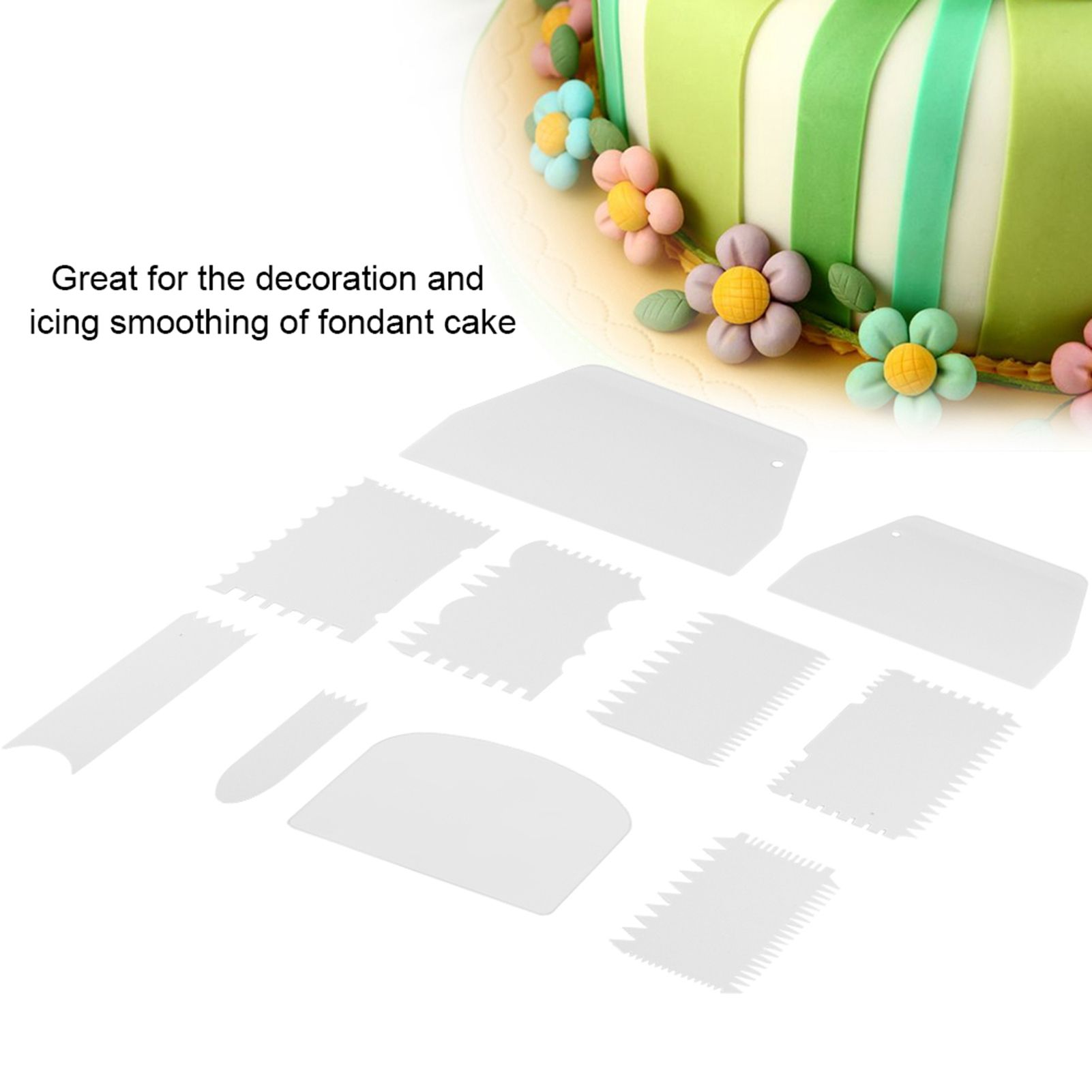 10pcs/set Plastic Baking Edge Dough Scraper Cutter Pastry Spatulas Cake view 8