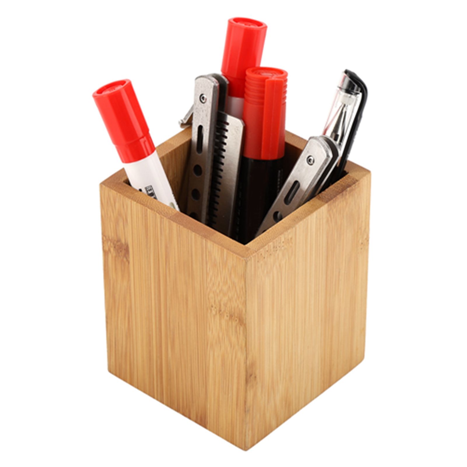 Bamboo Pen Holder Office School Desk Pencils Storage Organizer Stand view 6