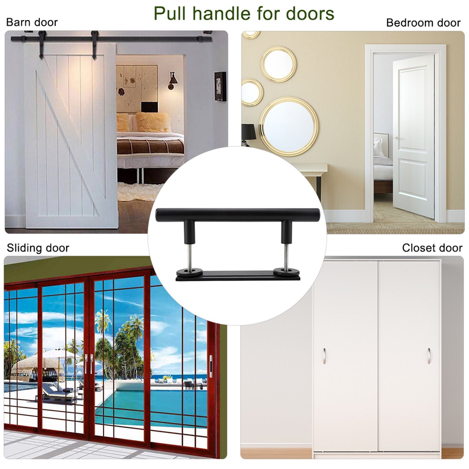 Black Heavy Duty Carbon Steel Sliding Barn Door Closet Pull Handle Wooden Gate view 9