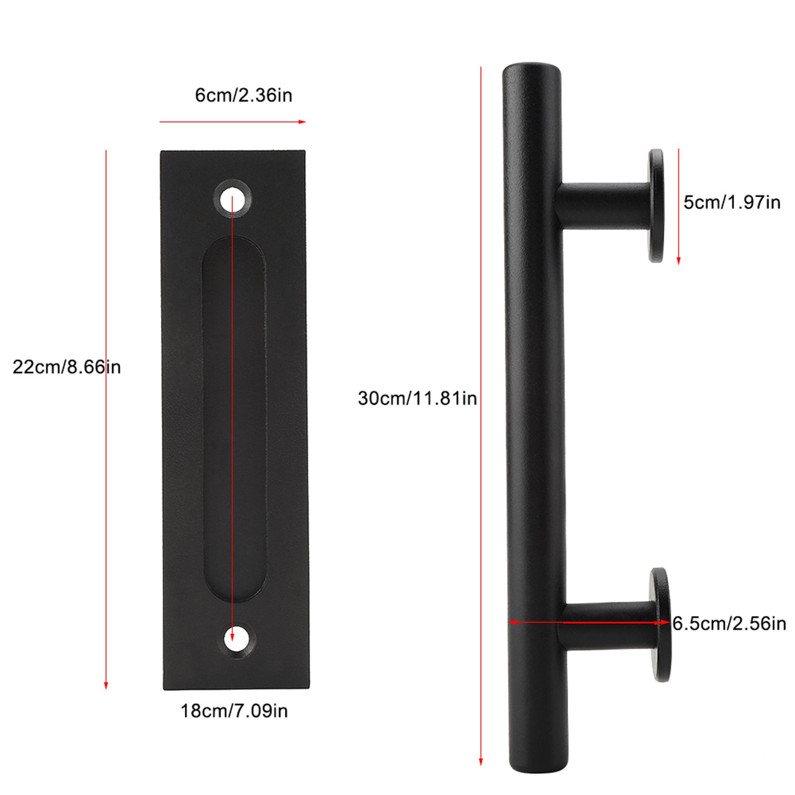 Black Heavy Duty Carbon Steel Sliding Barn Door Closet Pull Handle Wooden Gate view 13
