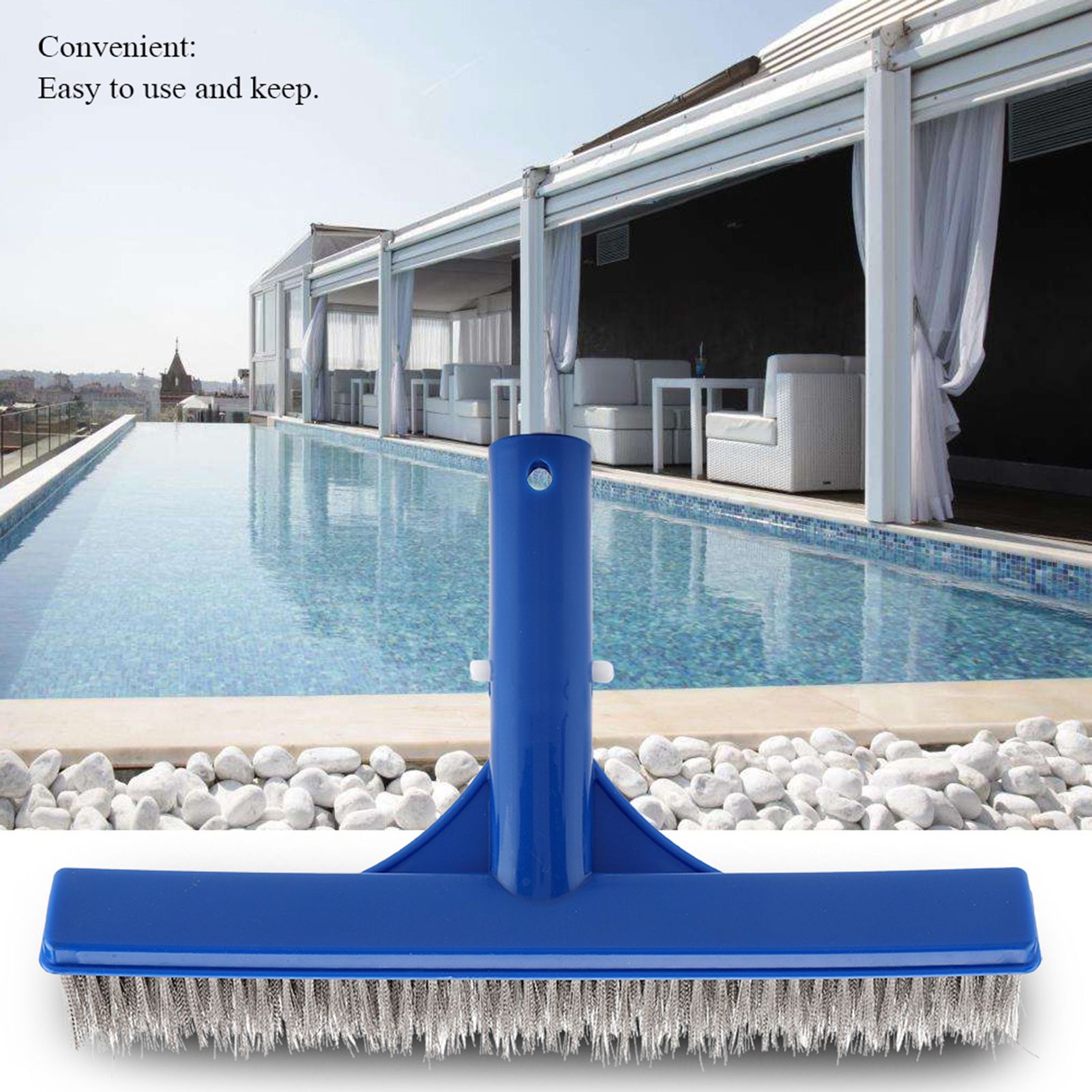 10in Swimming Pool Steel Brush Bottom Walls Cleaning Supplies for Pond Spa Hot view 9