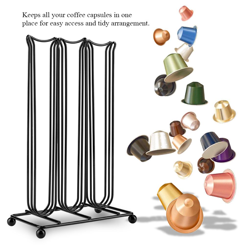 Black Color Chrome Plating Iron Coffee Capsule Storage Rack for Holding 42 view 7