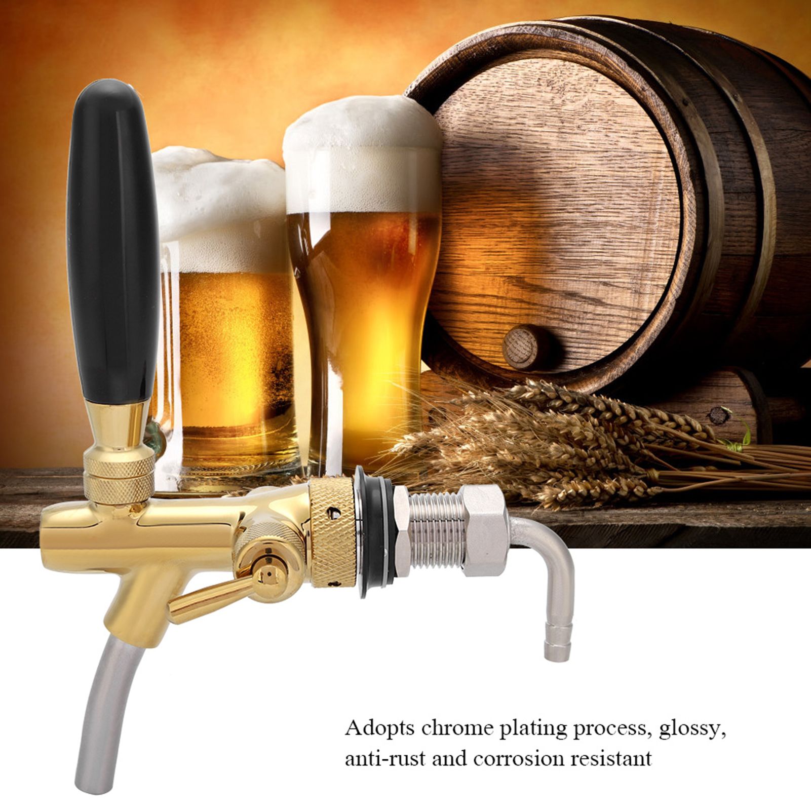 G5/8 Chrome Plating Stainless Steel Adjustable Beer Dispenser Tap Faucet for view 8