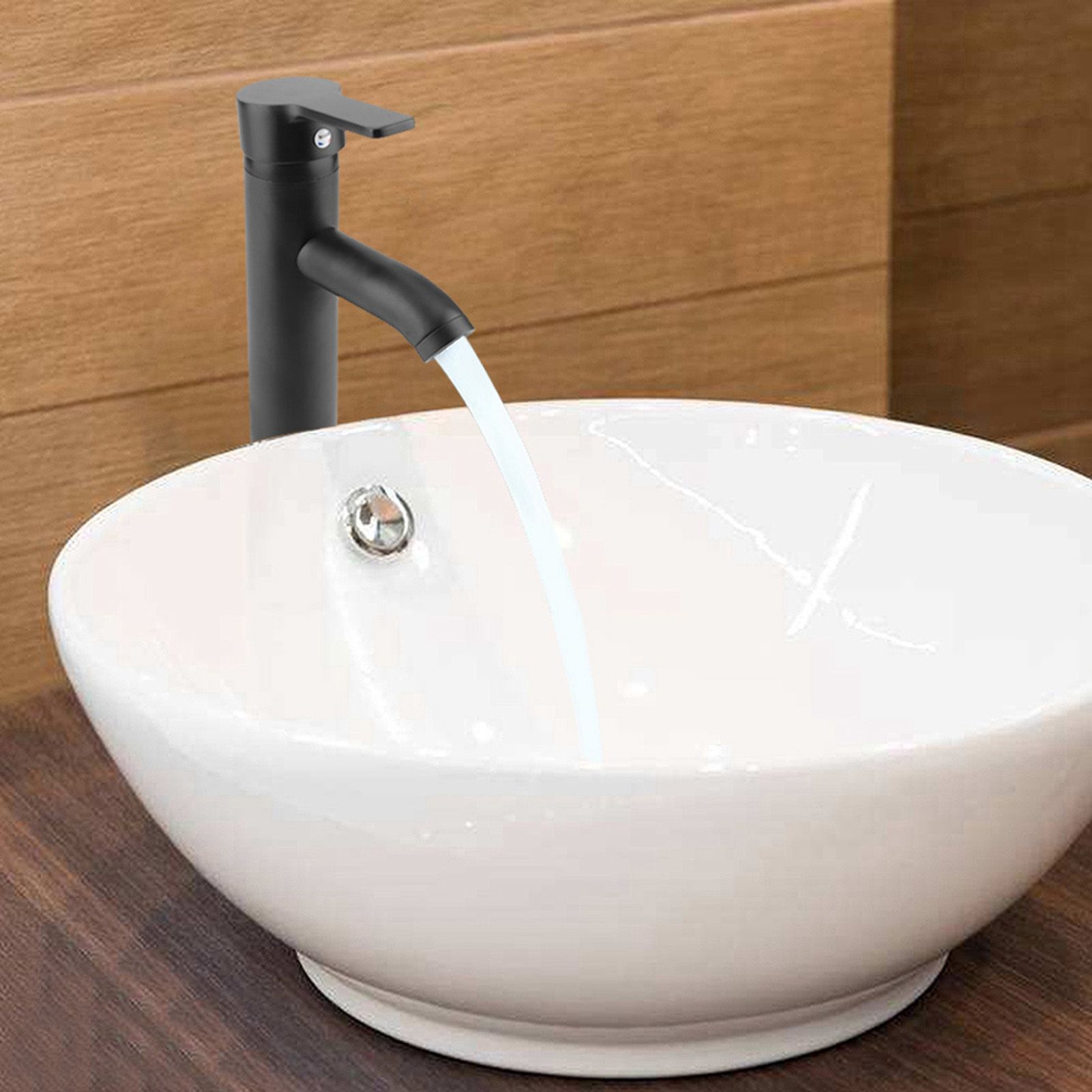 Stainless Steel Black Basin Mixer Tap Hot Cold Washbasin Sink Faucet for view 3