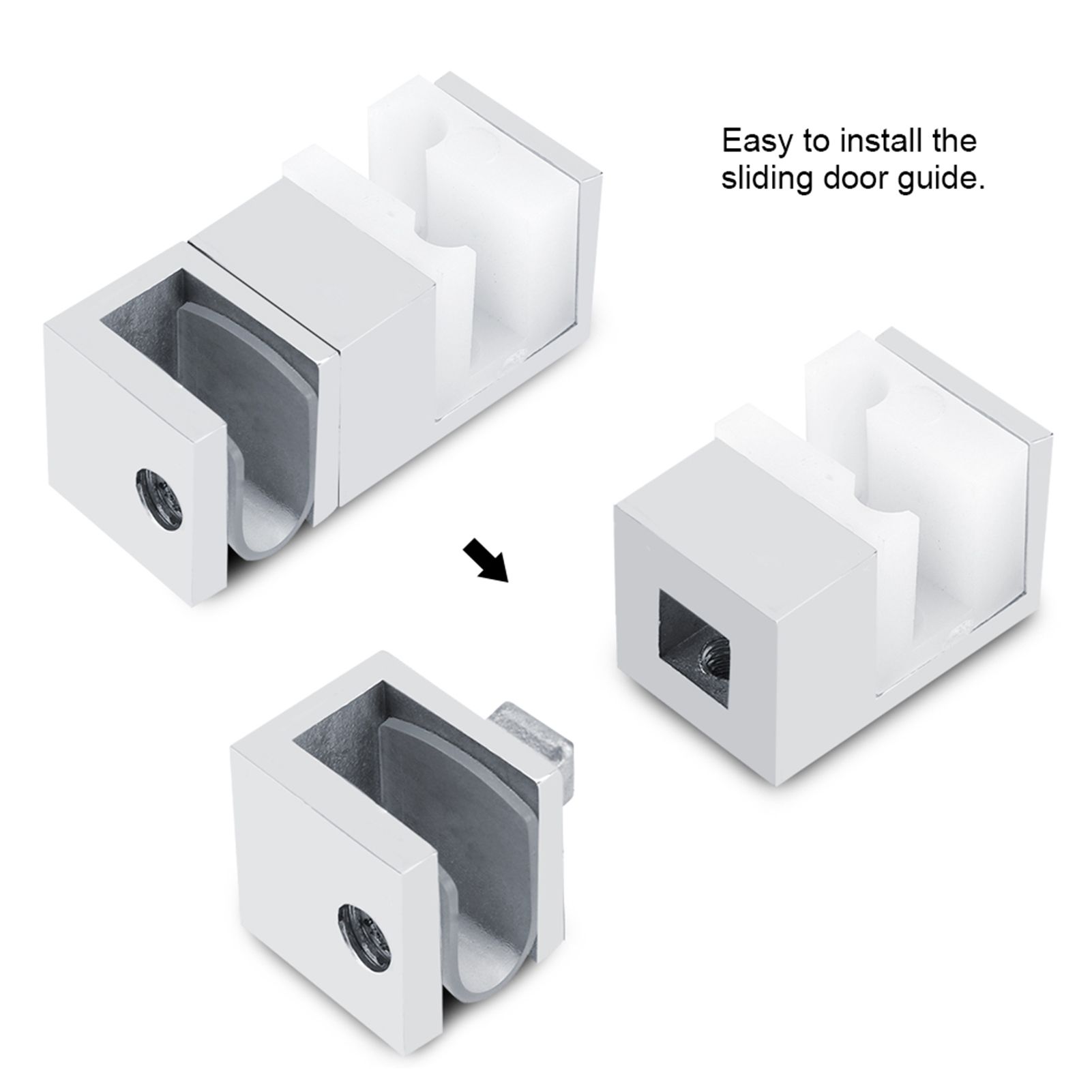 Stainless Steel Adjustable Anti rust Sliding Door Bottom Guide Holder Office view 6