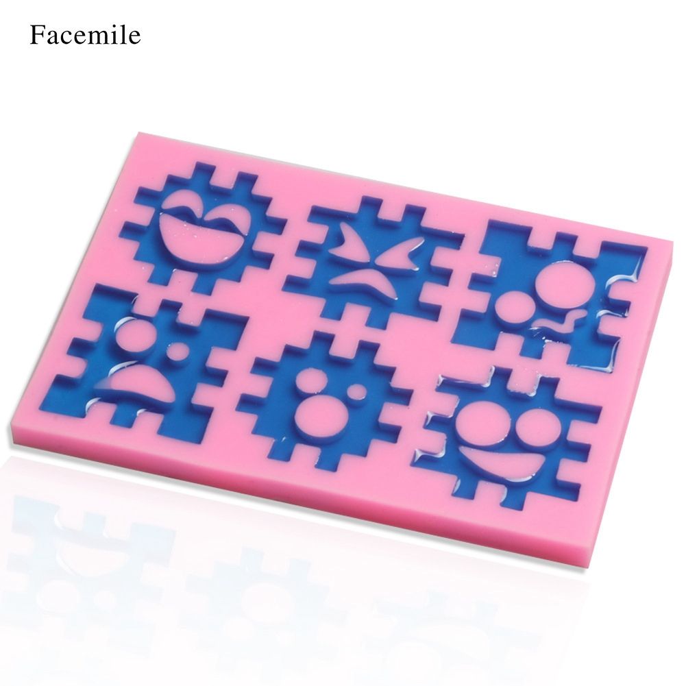 Smile Face Jigsaw Fondant Cake Decoration Mold Silicone DIY Baking Tool view 2