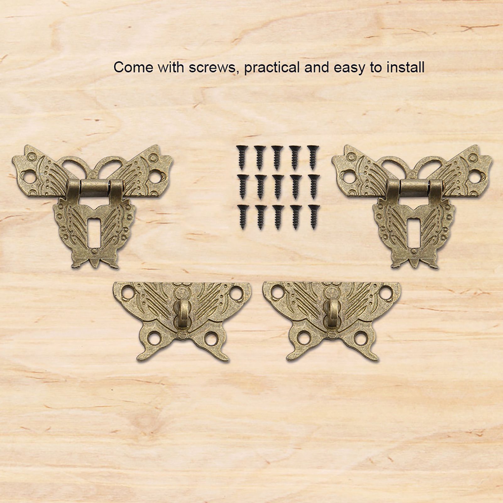 Antique Retro Vintage Decorative Latch Hasp Pad Lock For Wooden Jewelry Box view 2
